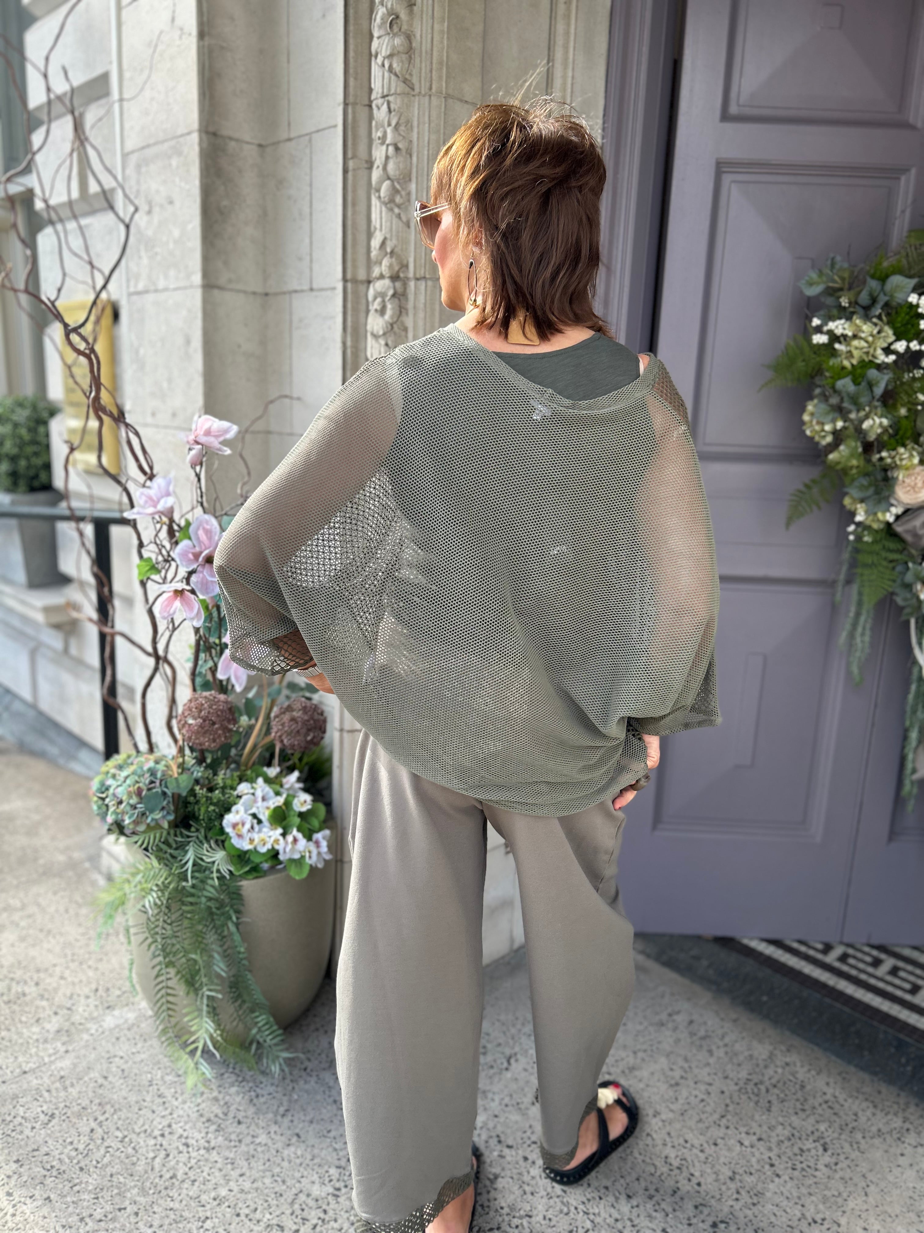 Mesh Top with Under Layer in Khaki