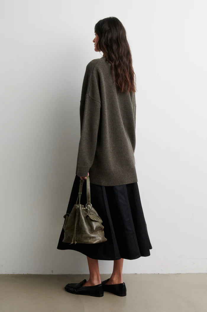 Alpha Knit Monogram Cardigan in Black Olive