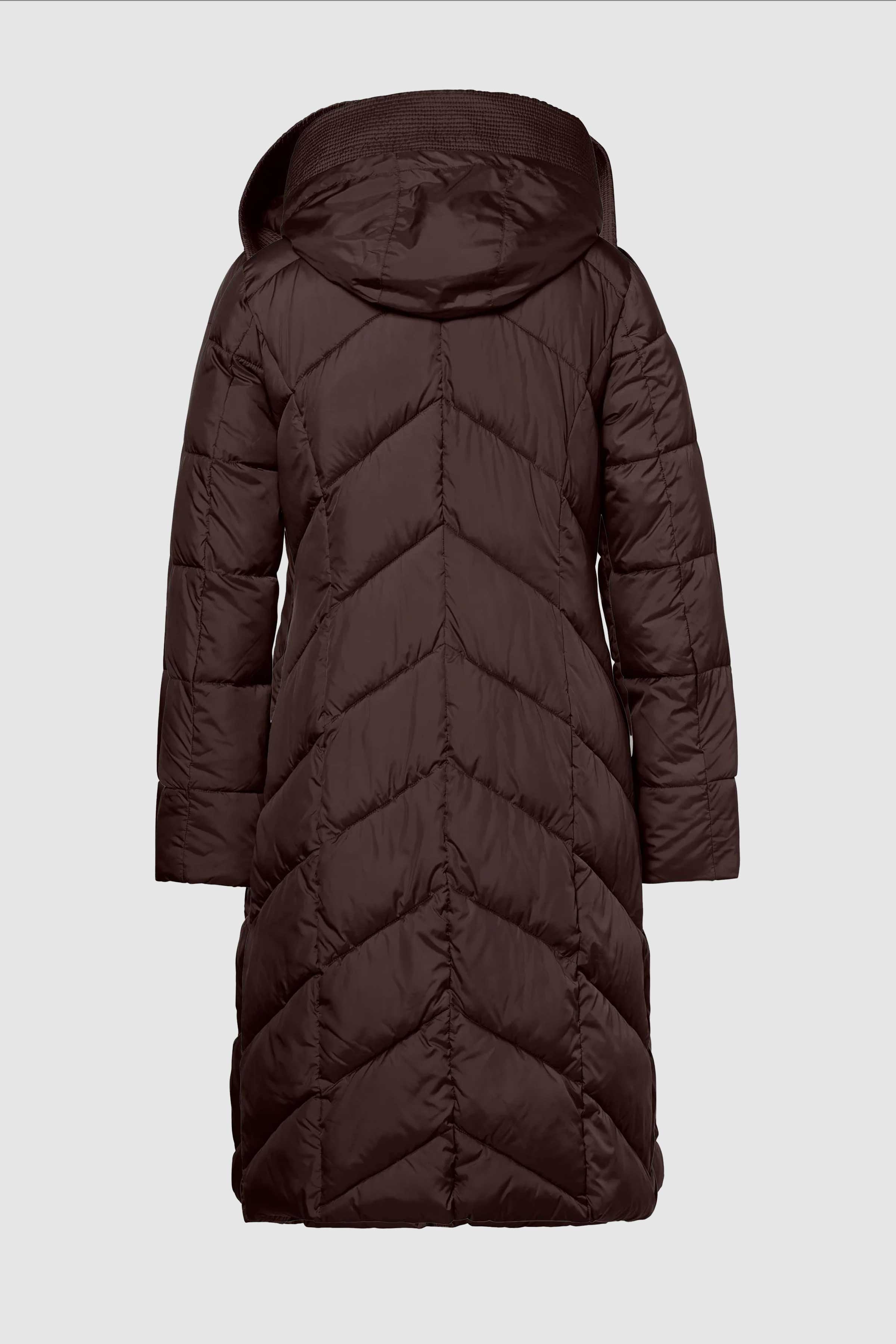 Americano Long Padded Coat in Dark Brown