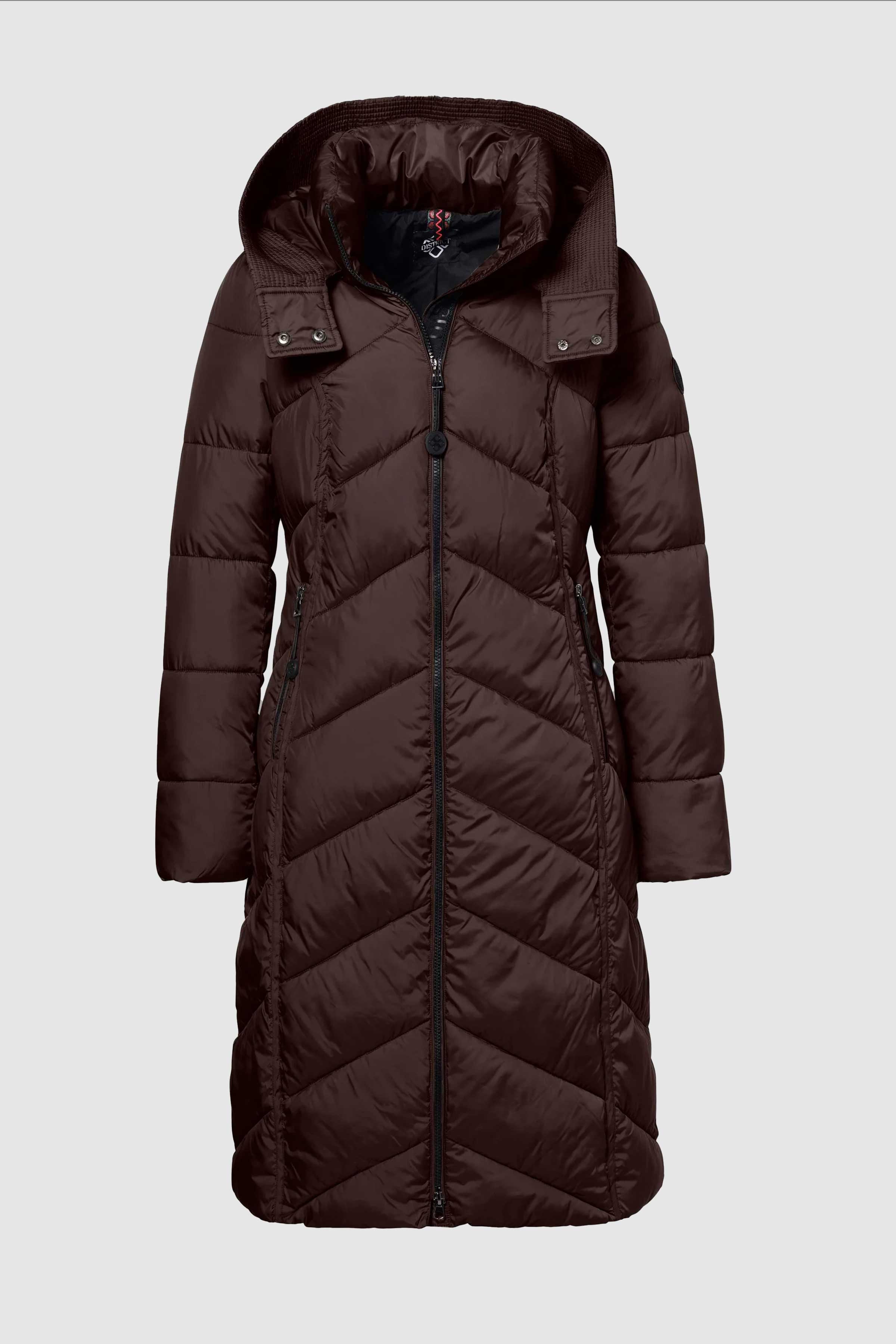 Americano Long Padded Coat in Dark Brown