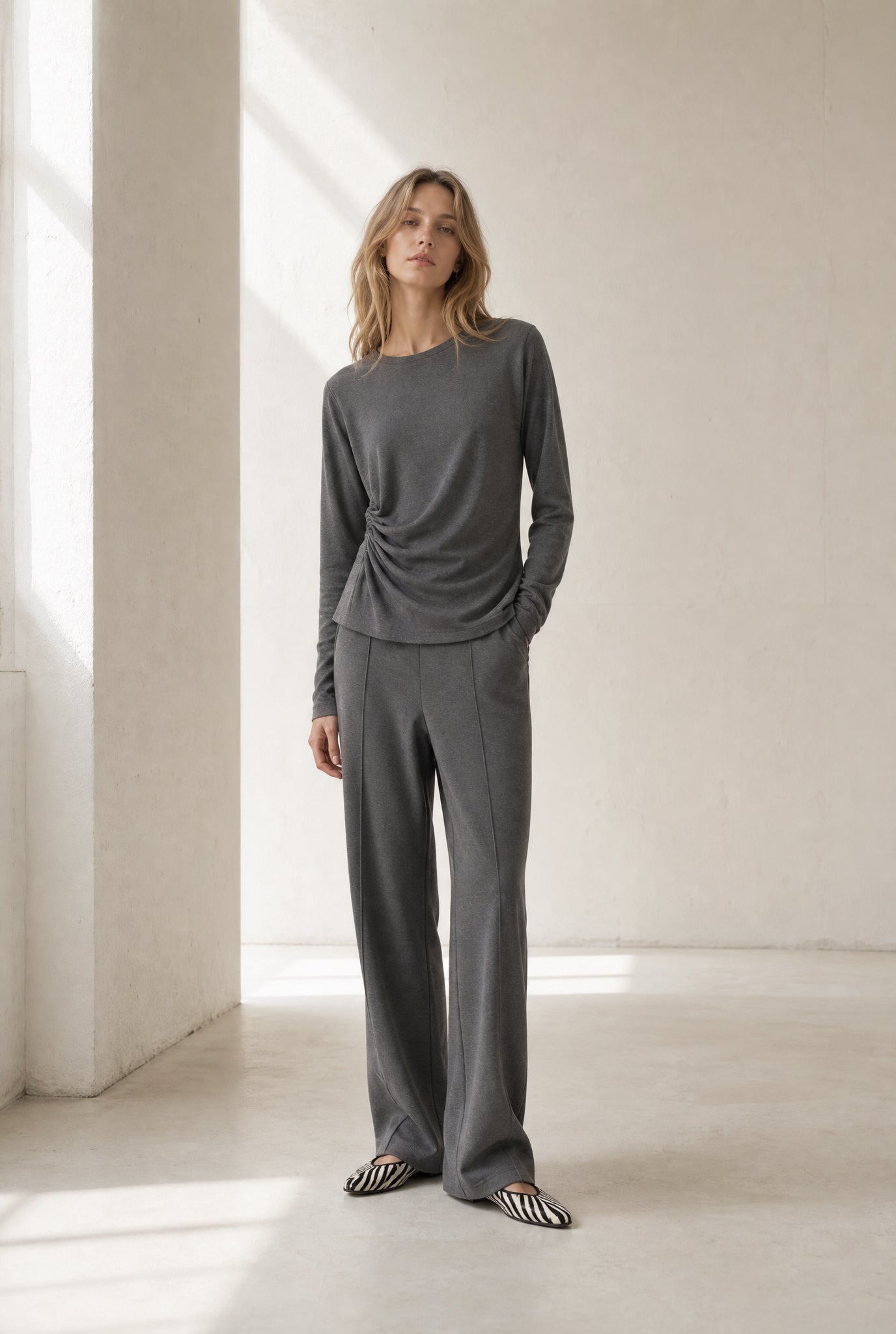 Ari Cotton Top in Grey Melange