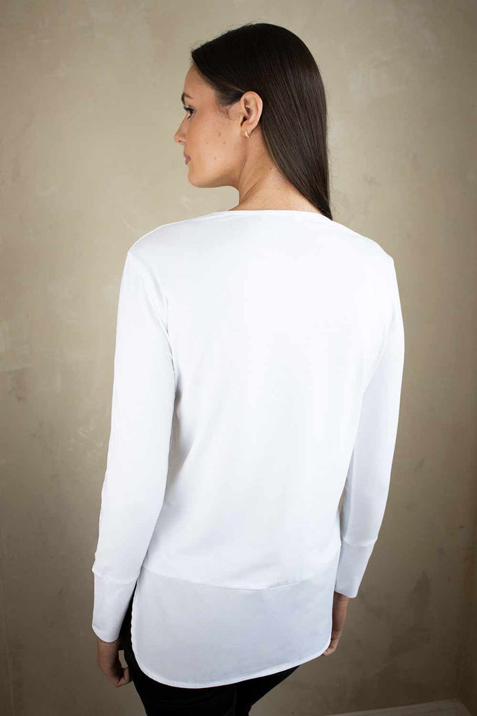 Sara Collarless Layering Shirt in White