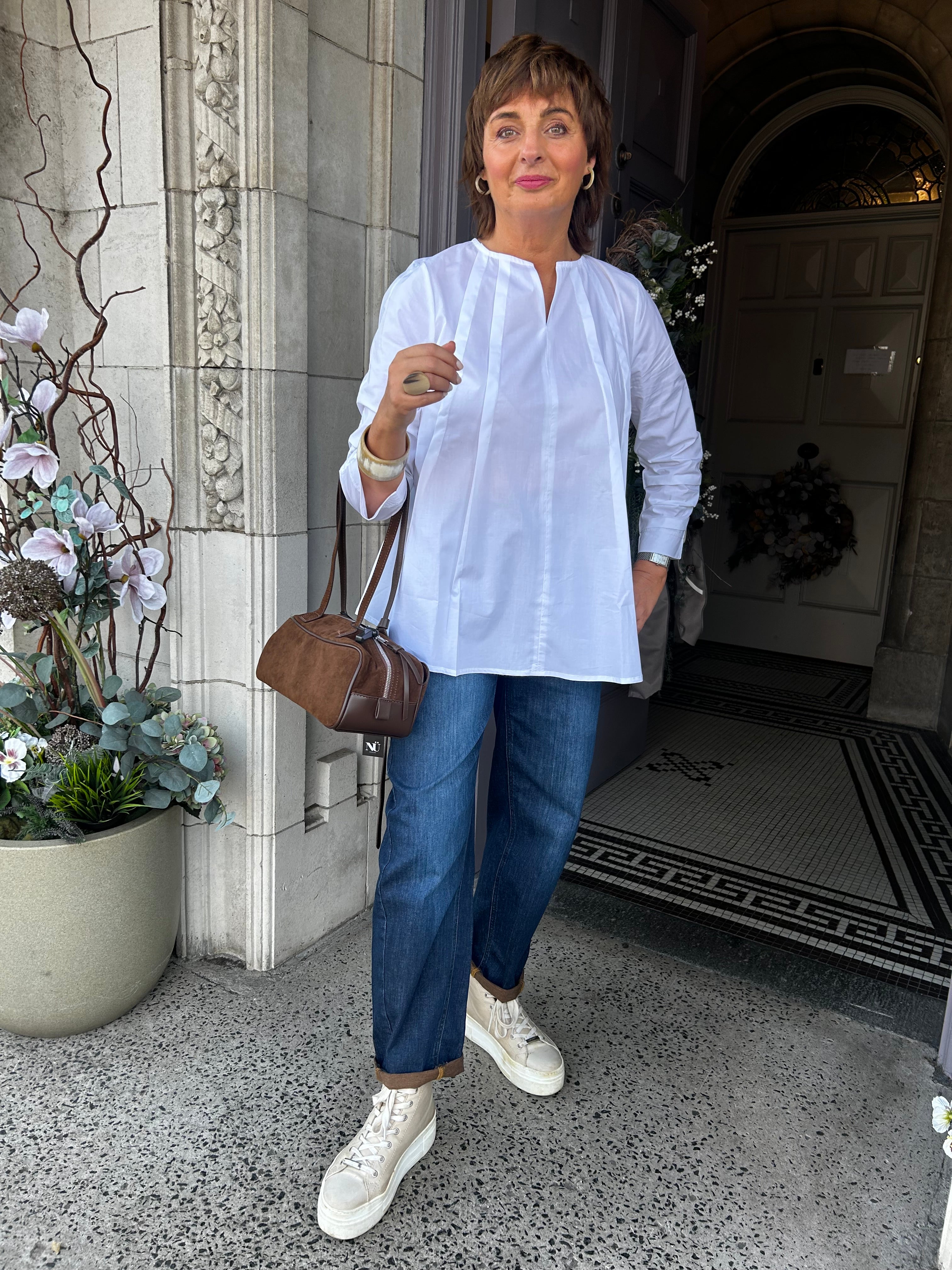 Pleat Detail Shirt in White