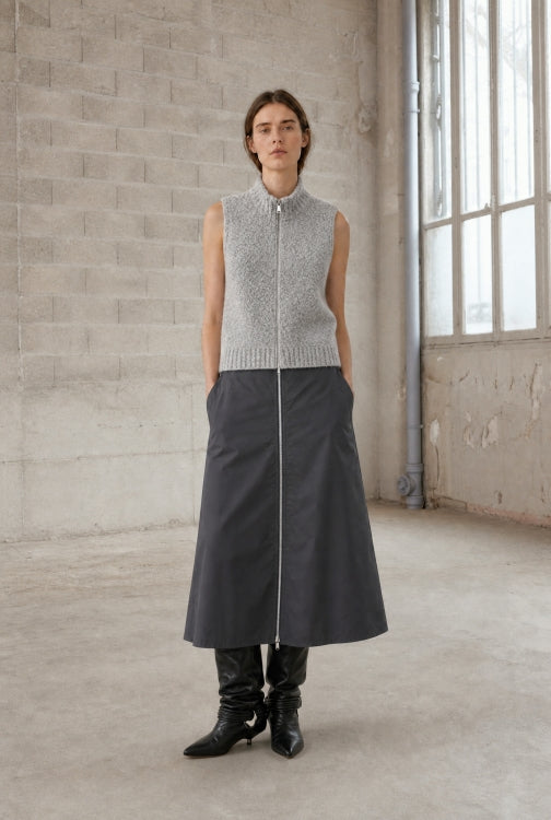 Bardolino Taffeta Zipper Skirt in Grigio