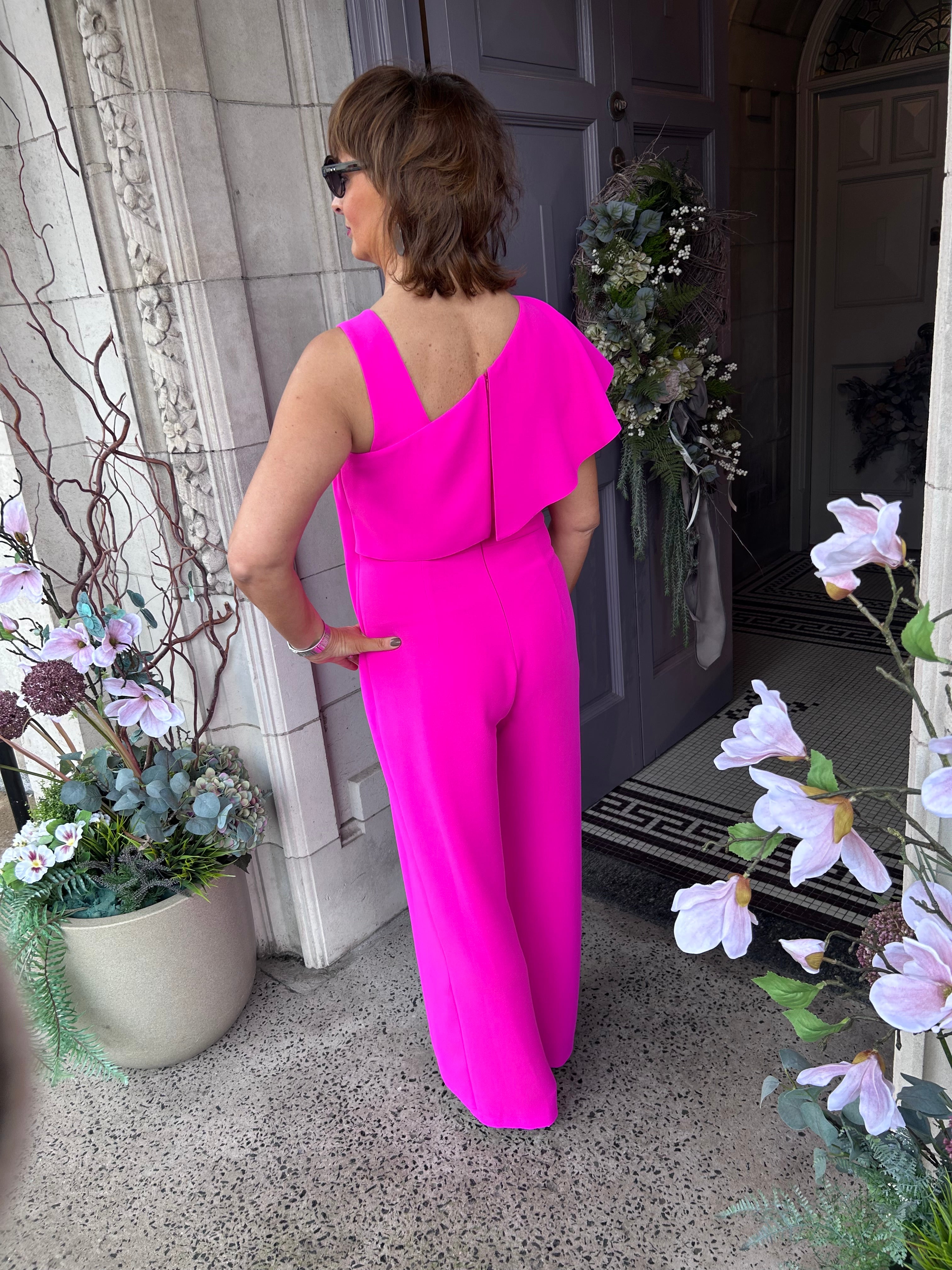 Jumpsuit With Over Top in Hot Pink