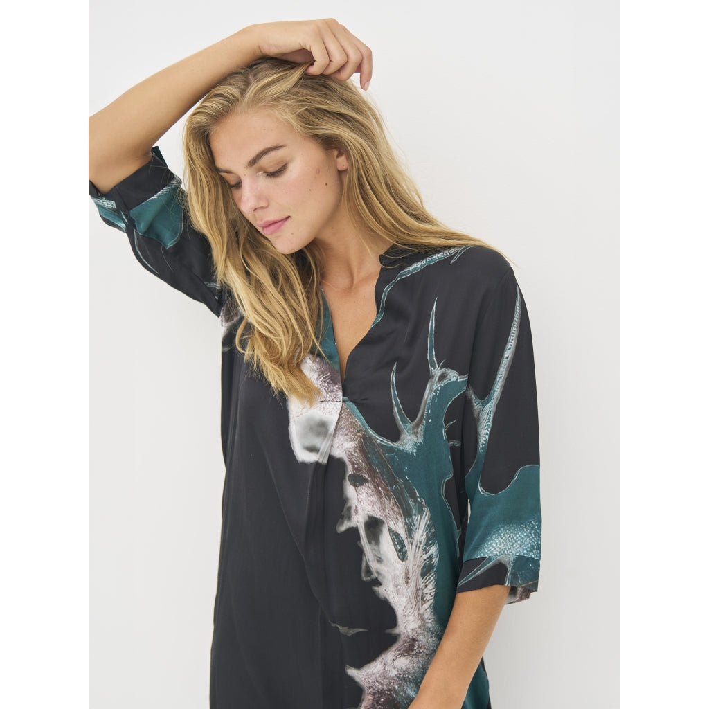 Babeth Tunic in Petrol Green Mix