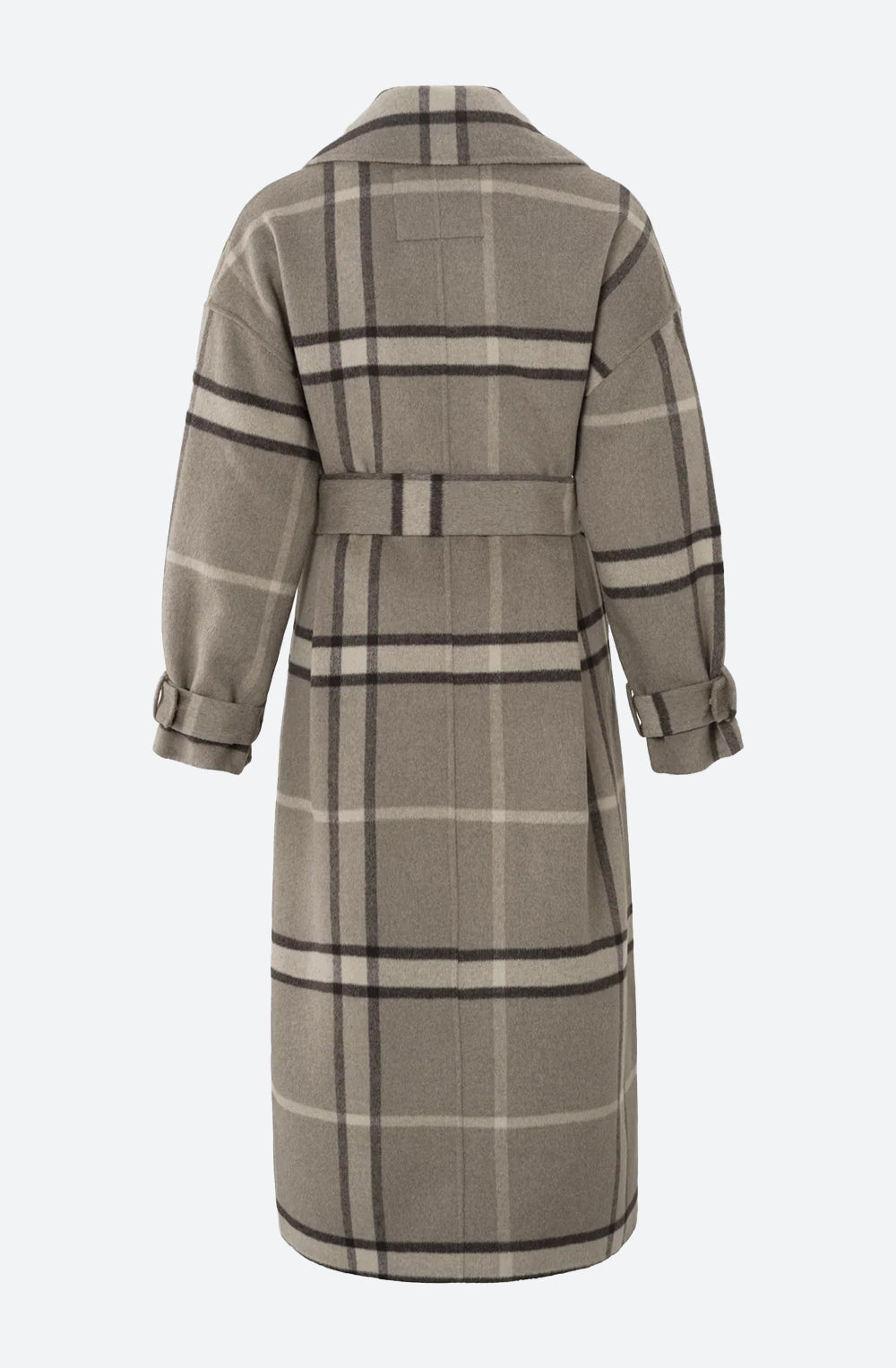 Long Check Coat in Roasted Cashew Brown Dessin