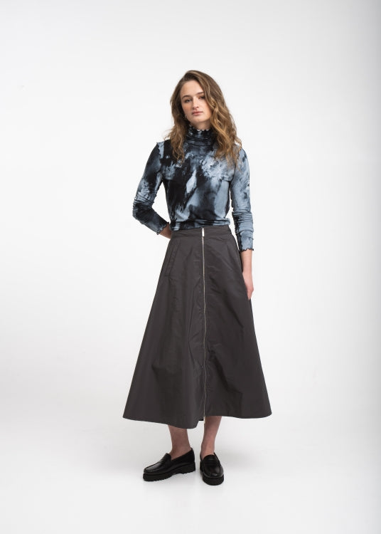 Bardolino Taffeta Zipper Skirt in Grigio