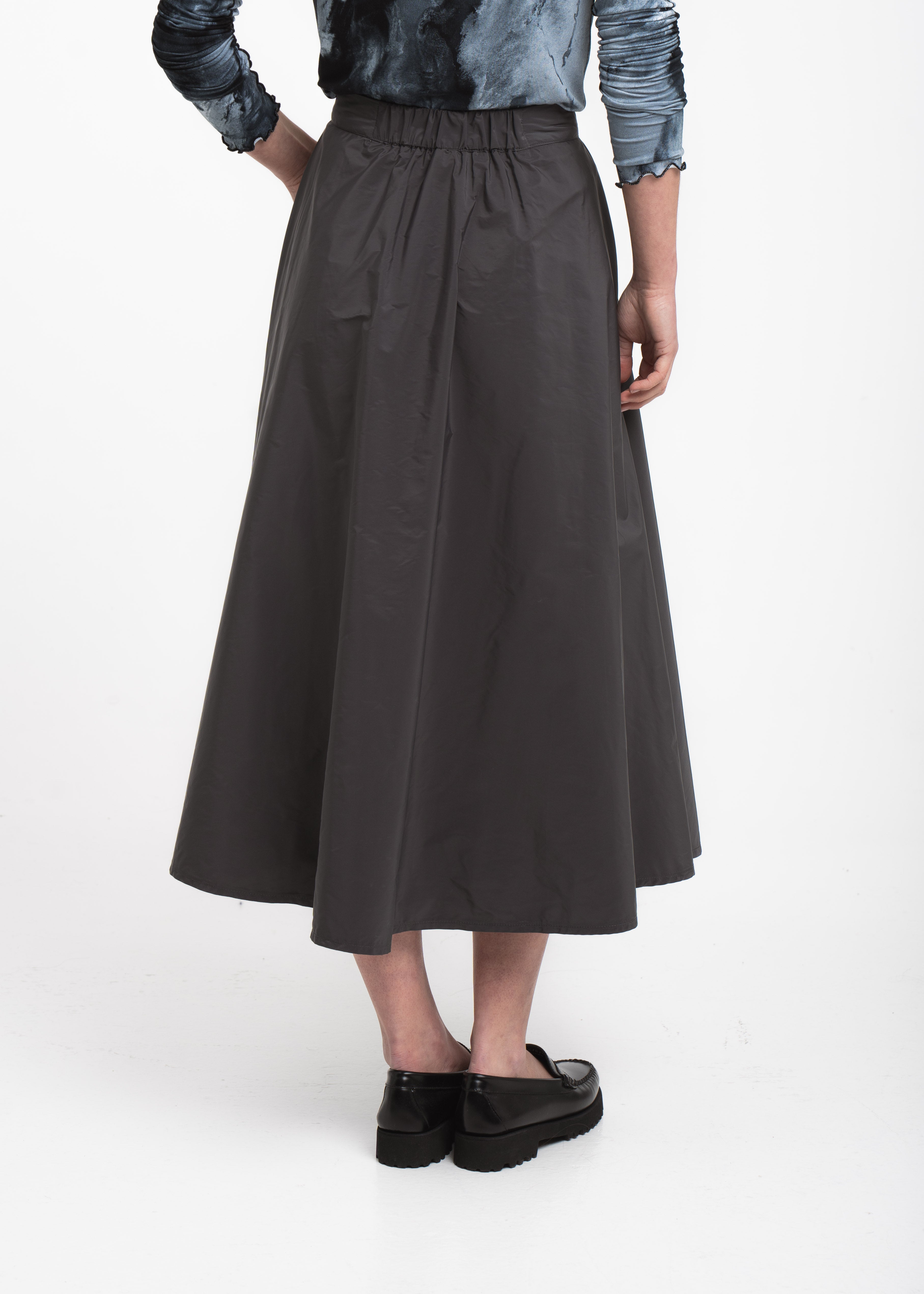 Bardolino Taffeta Zipper Skirt in Grigio