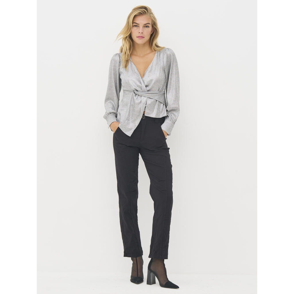 Birke Wrap Blouse in Iron Grey