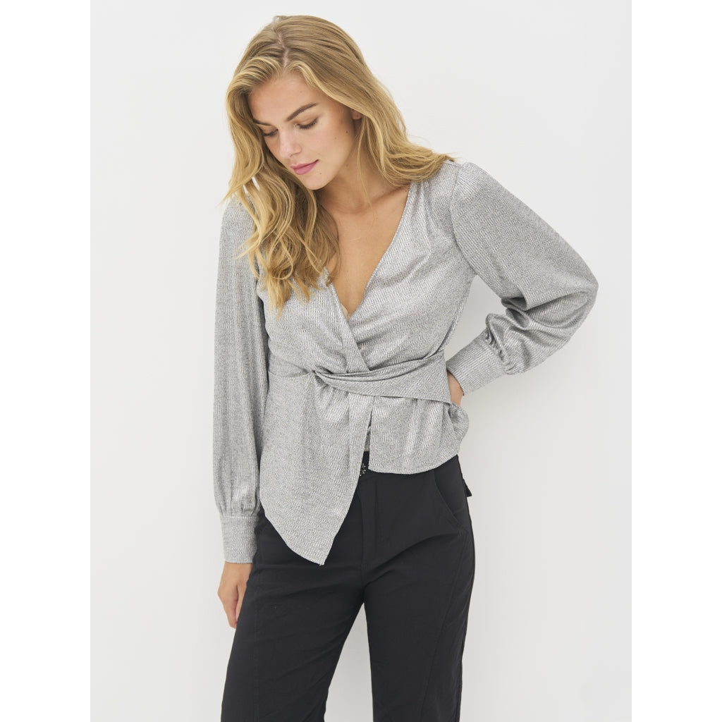 Birke Wrap Blouse in Iron Grey