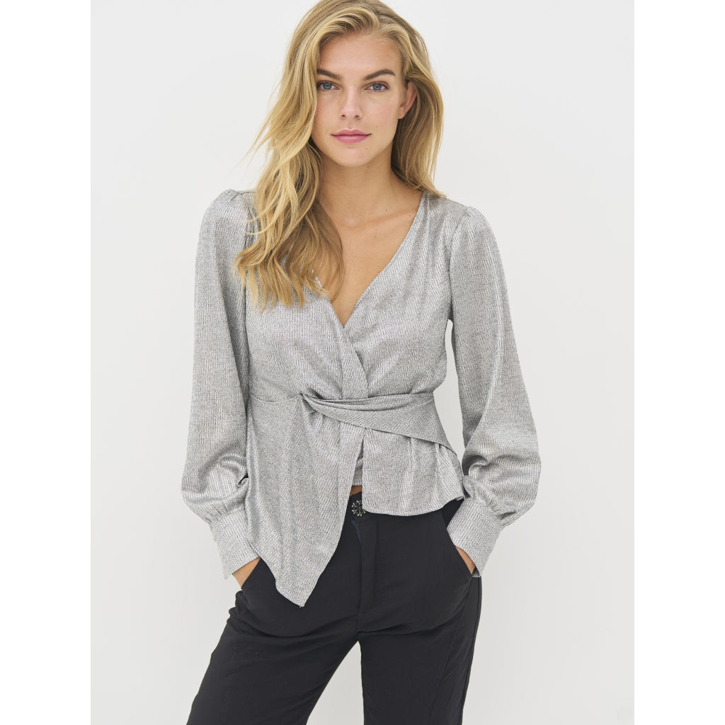Birke Wrap Blouse in Iron Grey