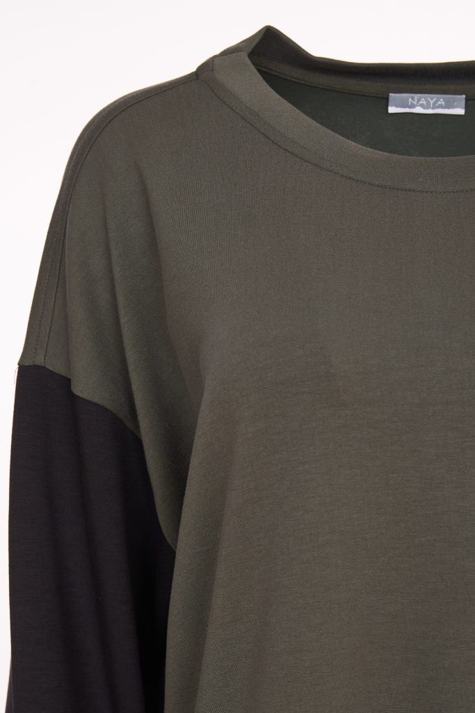 Block Colour Sweatshirt in Forest/Black