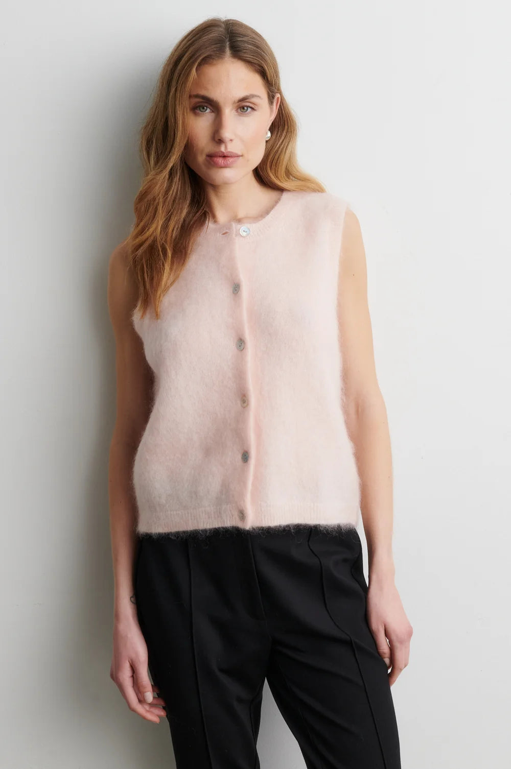Brook Knit Button Vest in Pale Dogwood