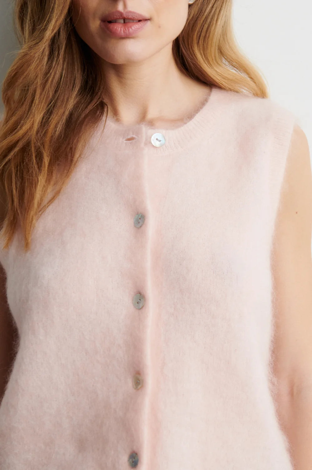 Brook Knit Button Vest in Pale Dogwood
