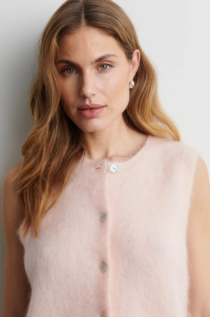 Brook Knit Button Vest in Pale Dogwood