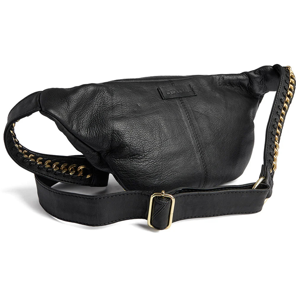 Bumbag with Gold Chain on Strap in Black