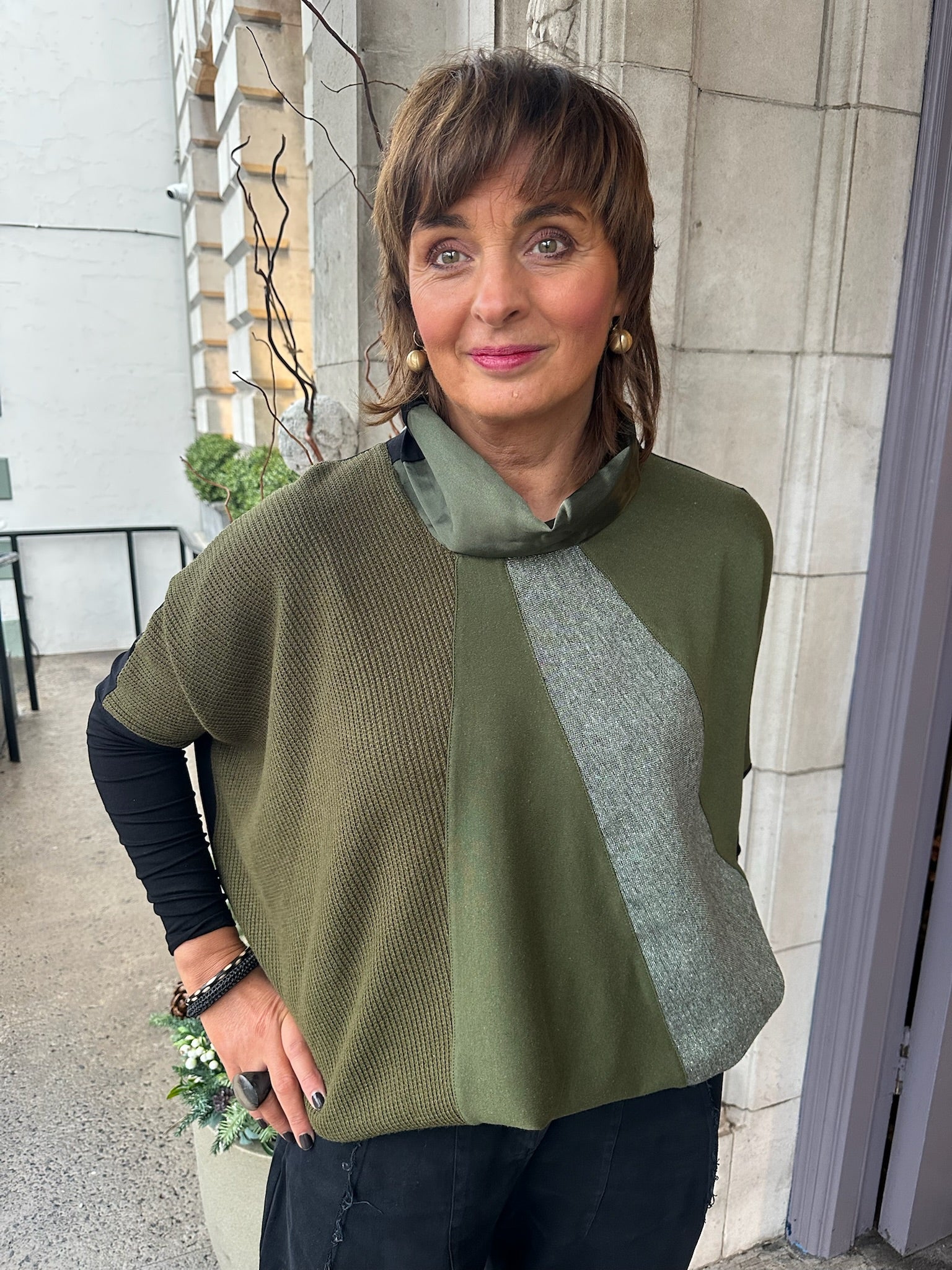 Contrast Top in Green