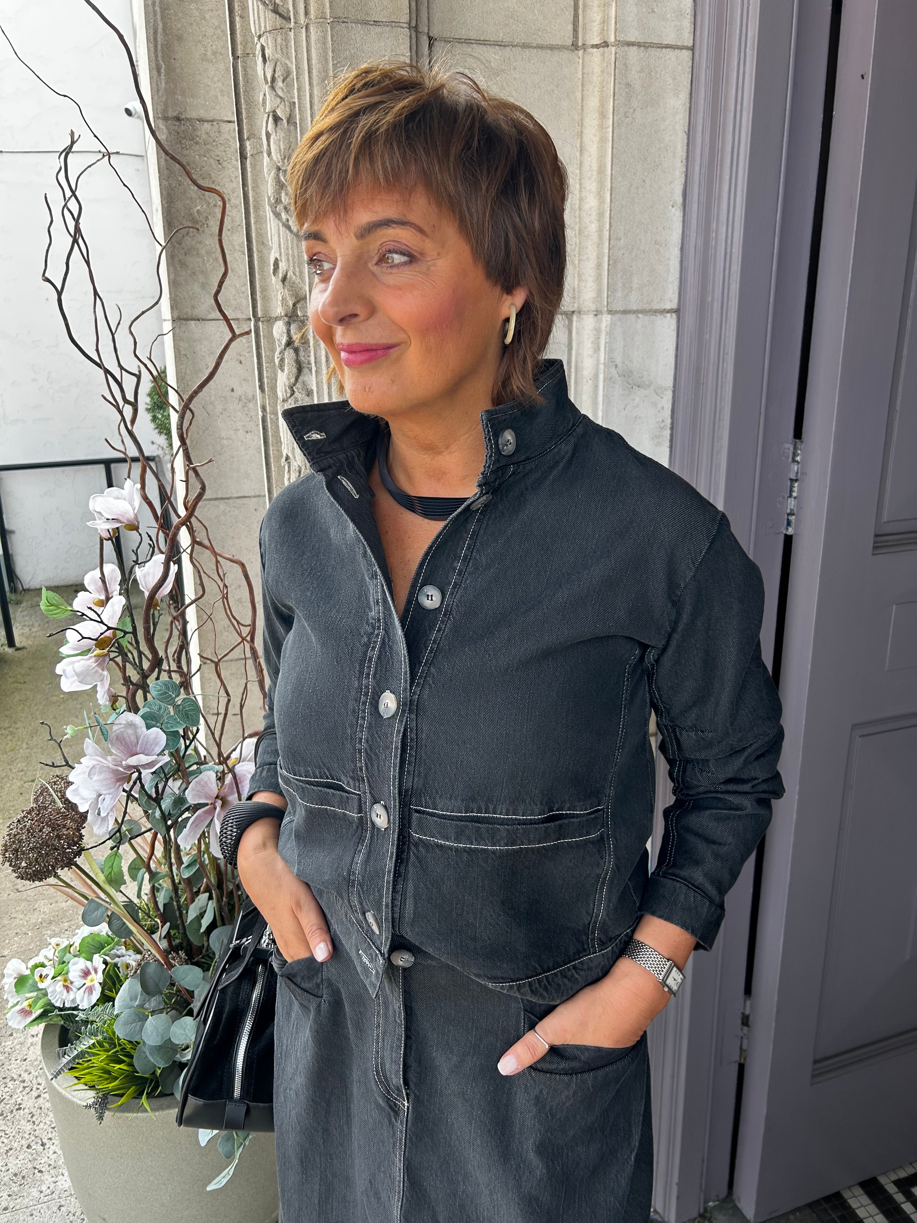 Washed Denim Jacket in Black