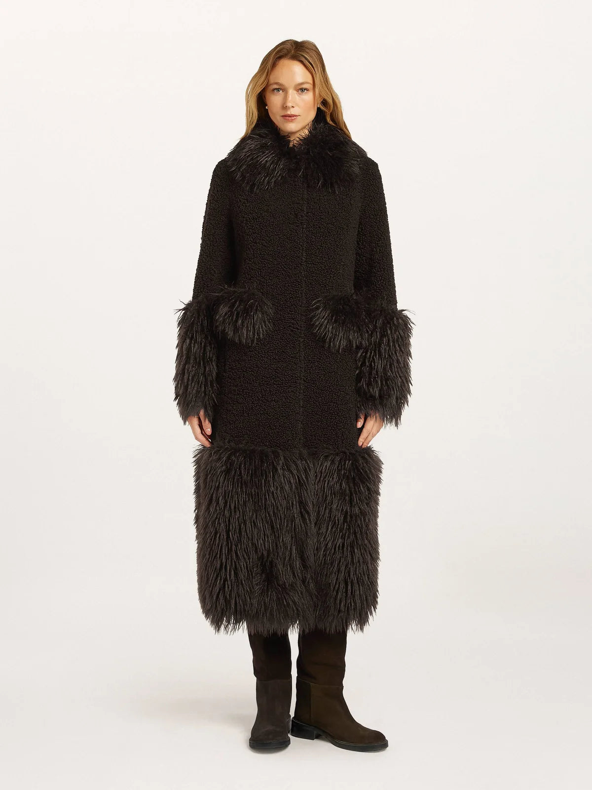 Sienna Reversible Long Coat in Dark Chocolate