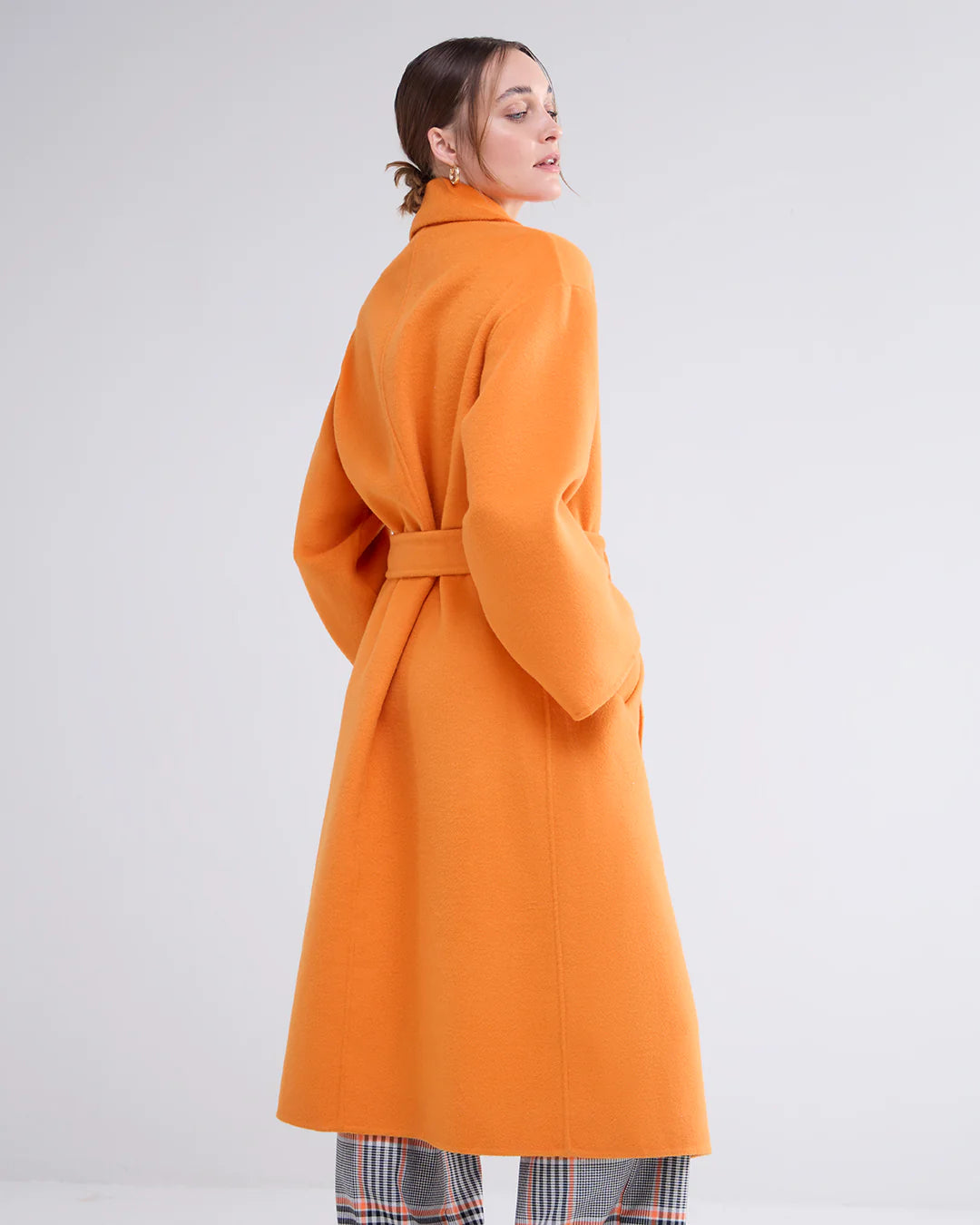 Long Wool Classic Coat in Orange