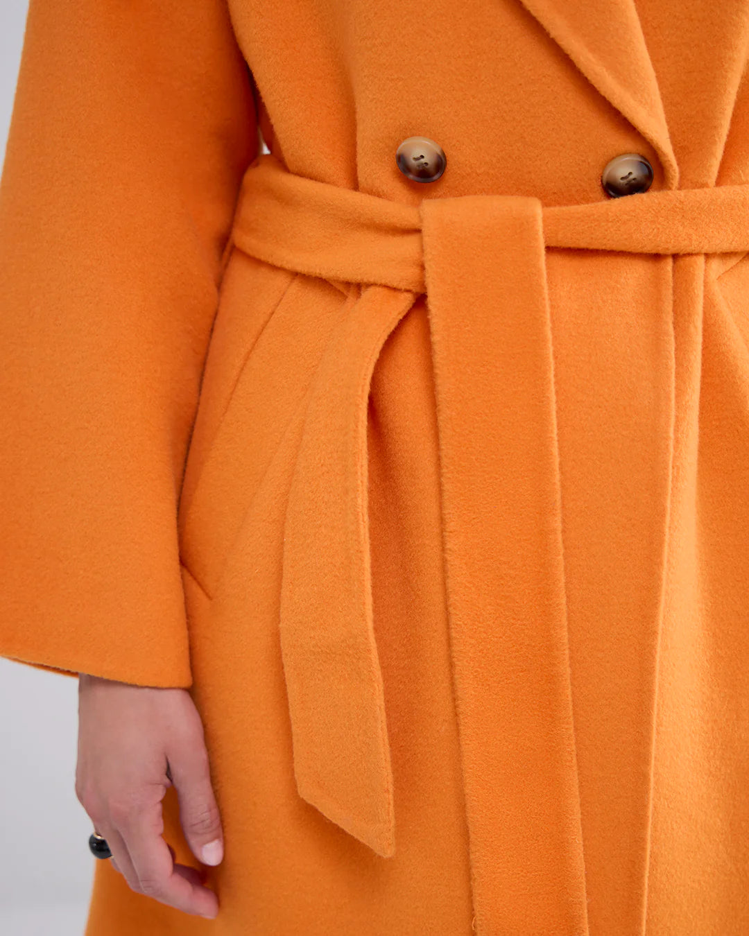 Long Wool Classic Coat in Orange