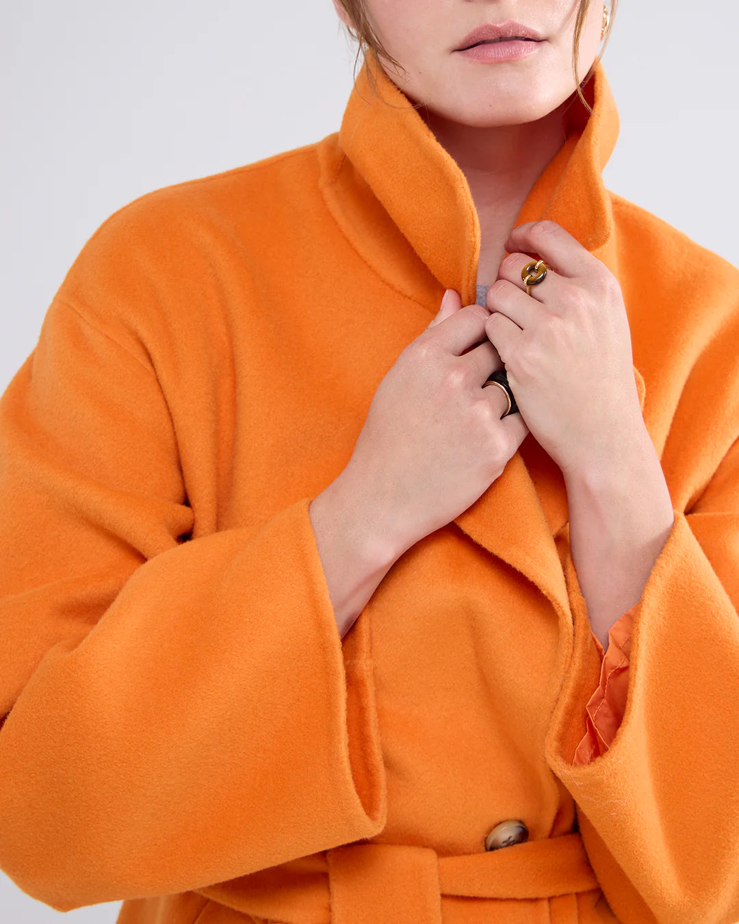 Long Wool Classic Coat in Orange