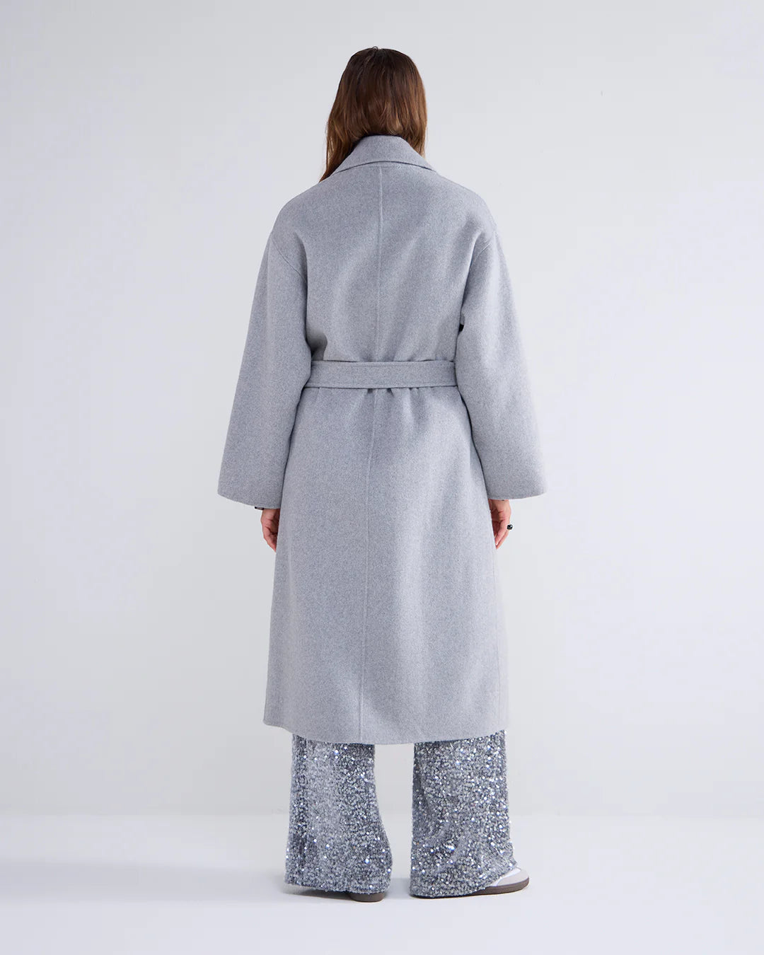 Long Wool Classic Coat in Cloud