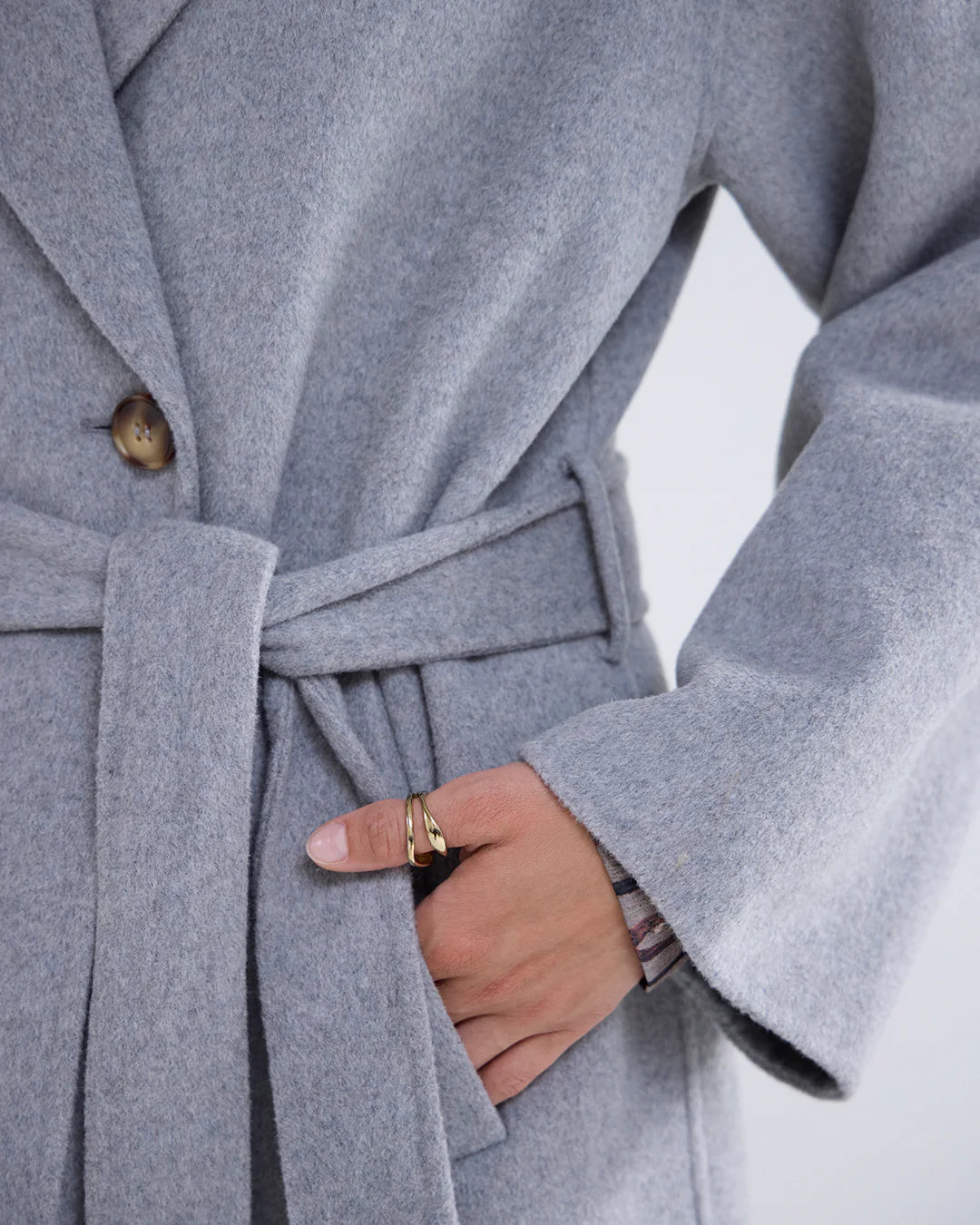 Long Wool Classic Coat in Cloud