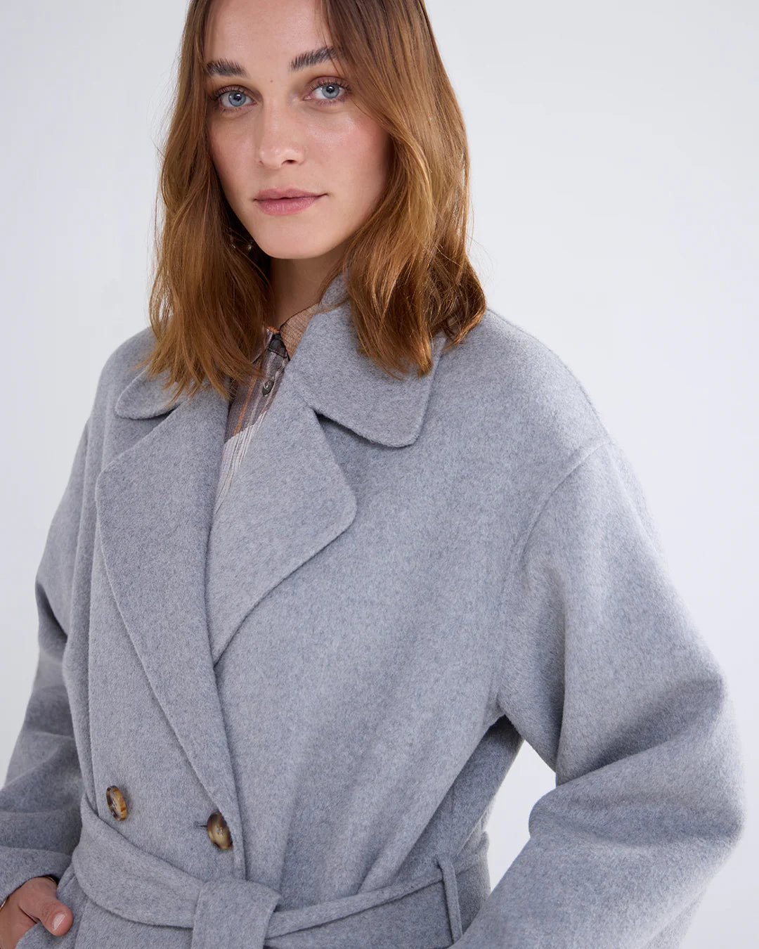 Long Wool Classic Coat in Cloud