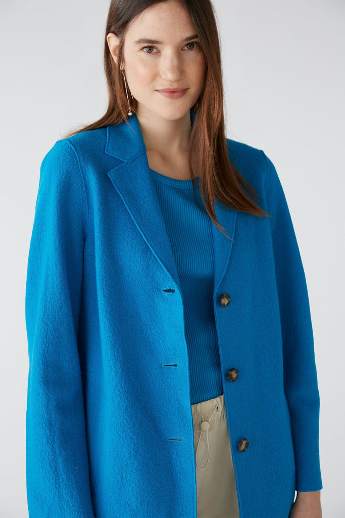 Mayson Boiled Wool Coat in Blue Jewel
