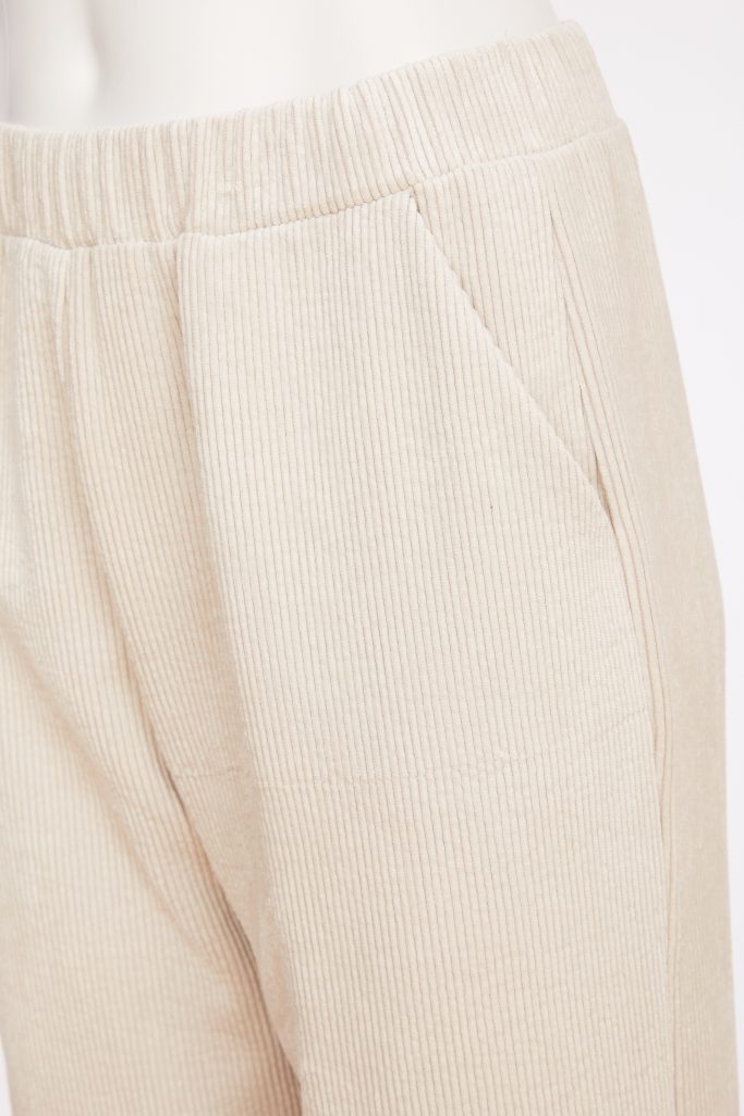 Elastic Waist Cord Trouser in Linen