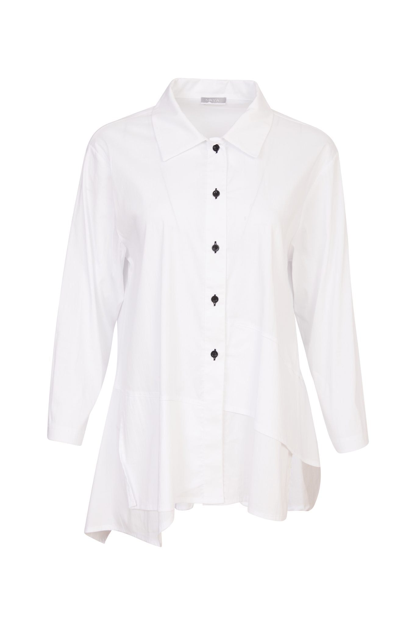 Cotton Shirt Uneven Hemline in White