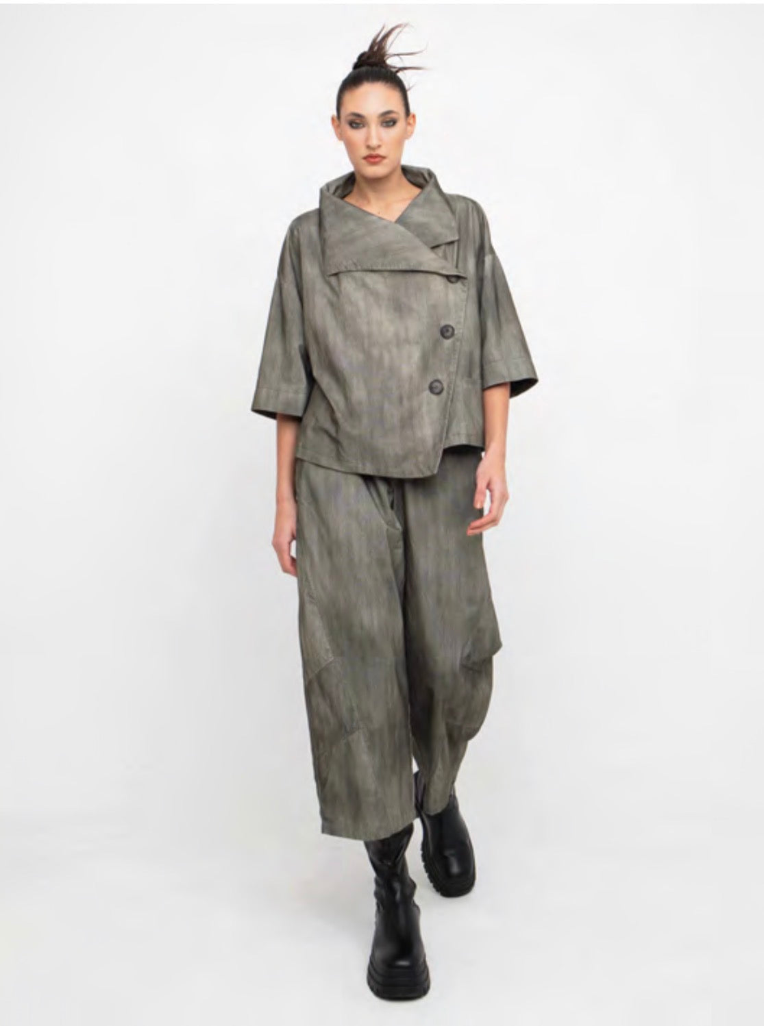Asymmetric Collar Jacket in Turf