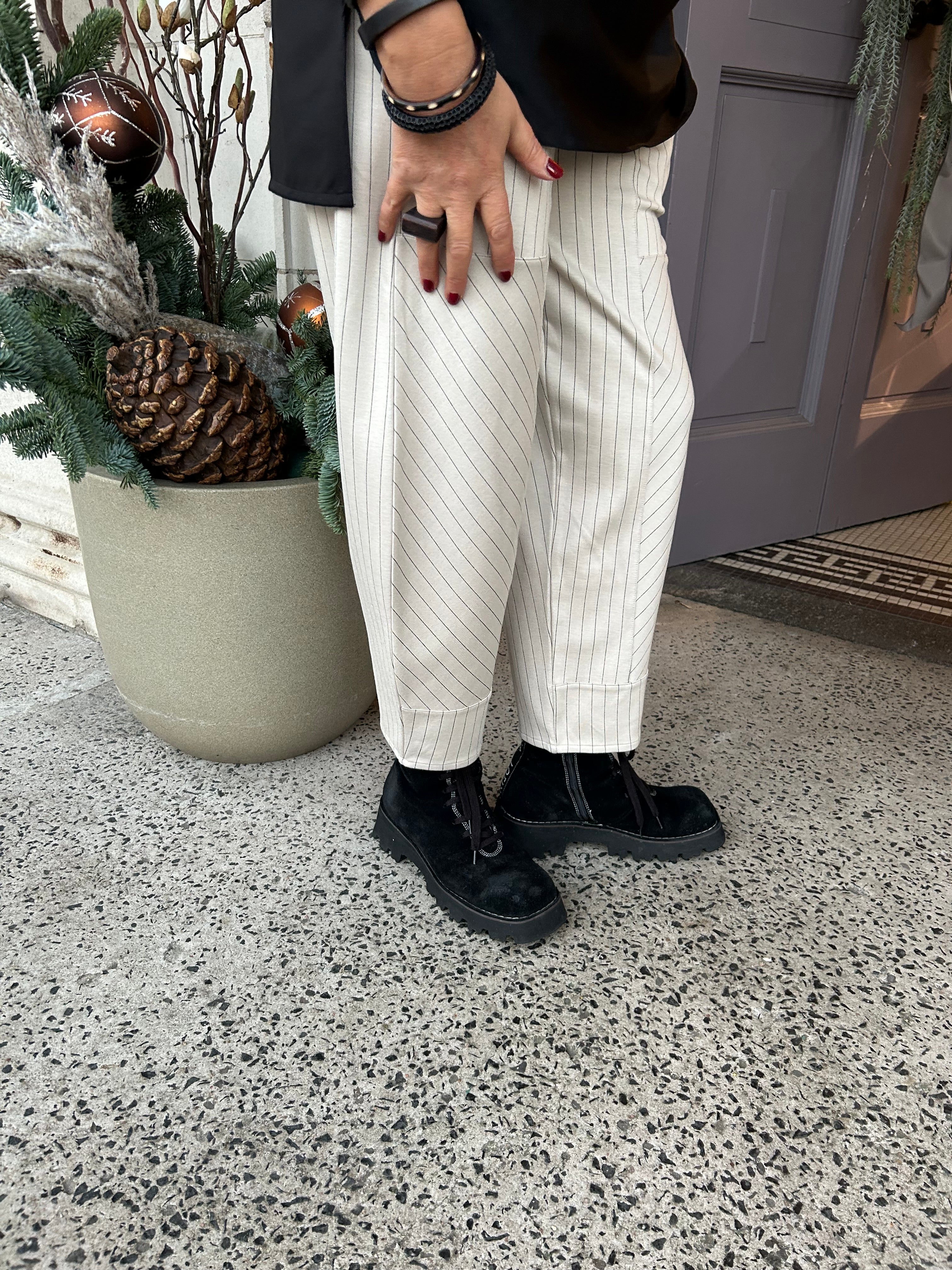 Pinstripe Trouser in Cream