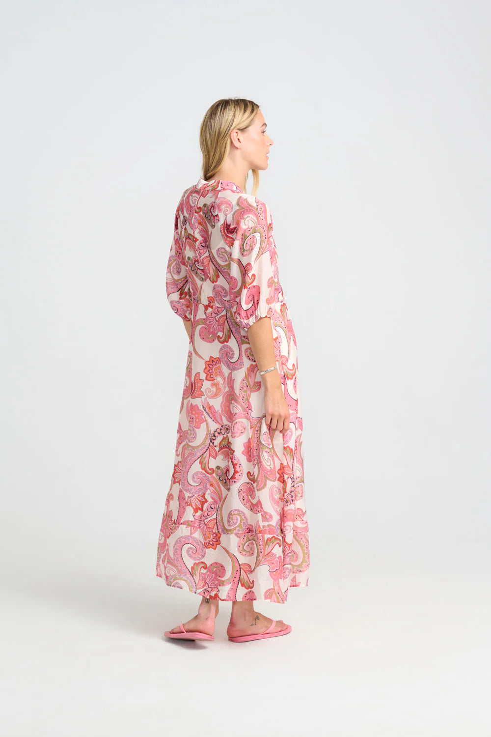 Daffodil Long Dress in Pink Flower