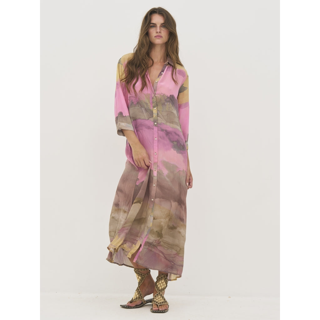 Dana Shirt Dress in Pink Mix