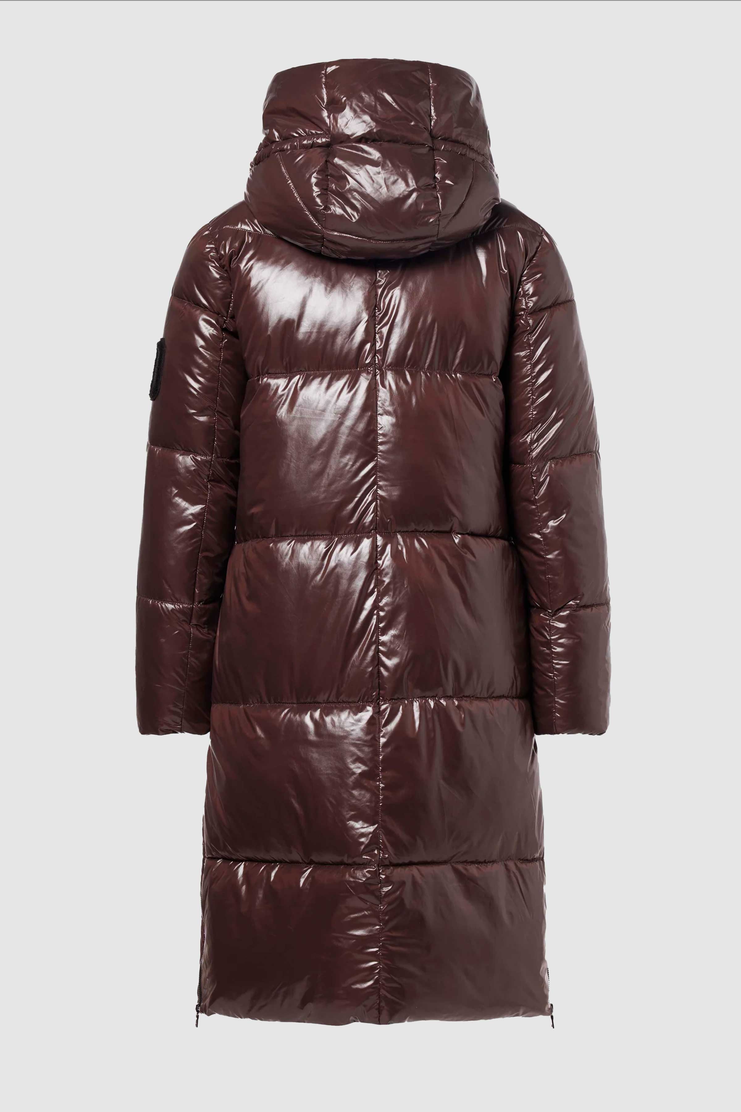Donut Long Gloss Padded Coat in Chocolate