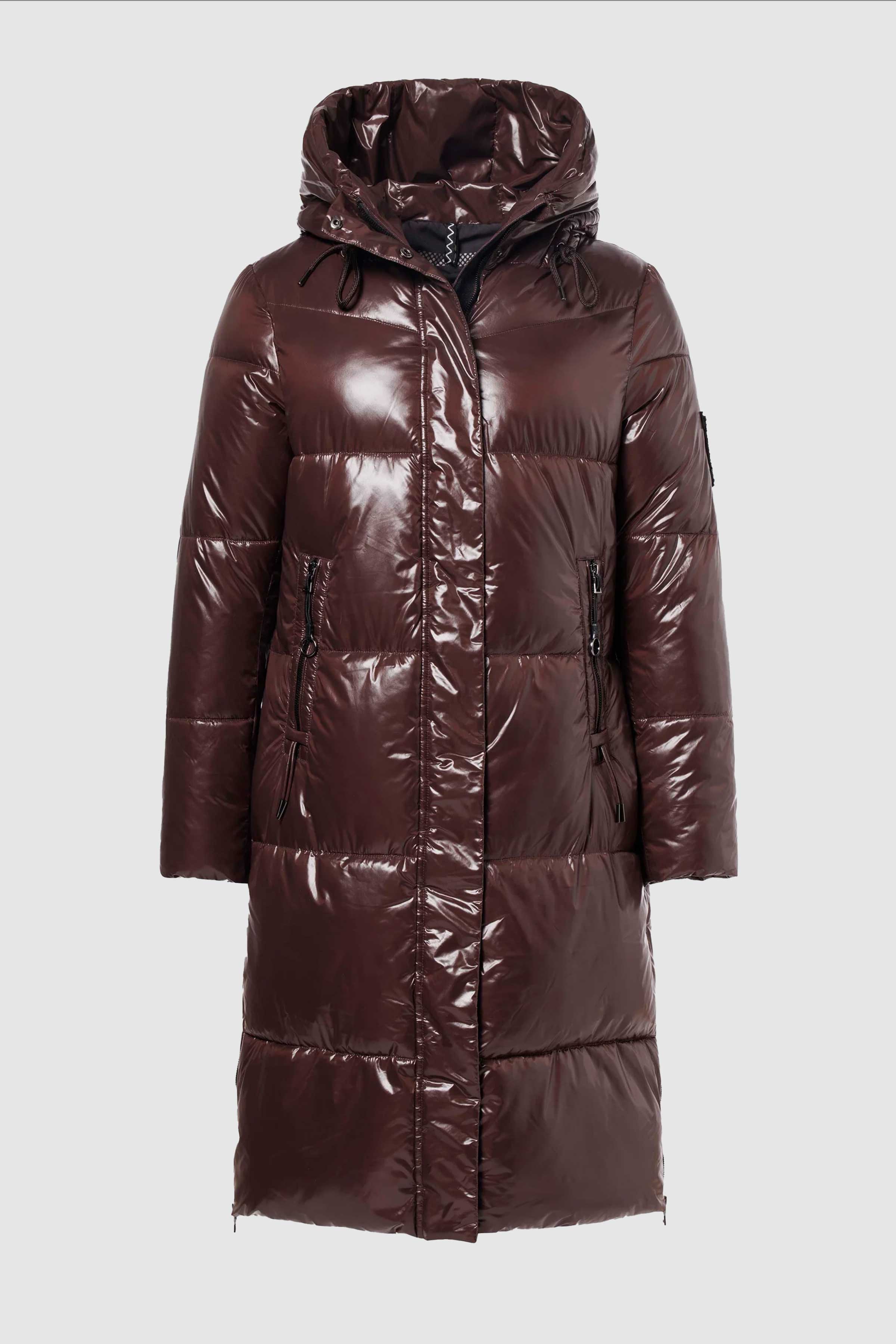 Donut Long Gloss Padded Coat in Chocolate