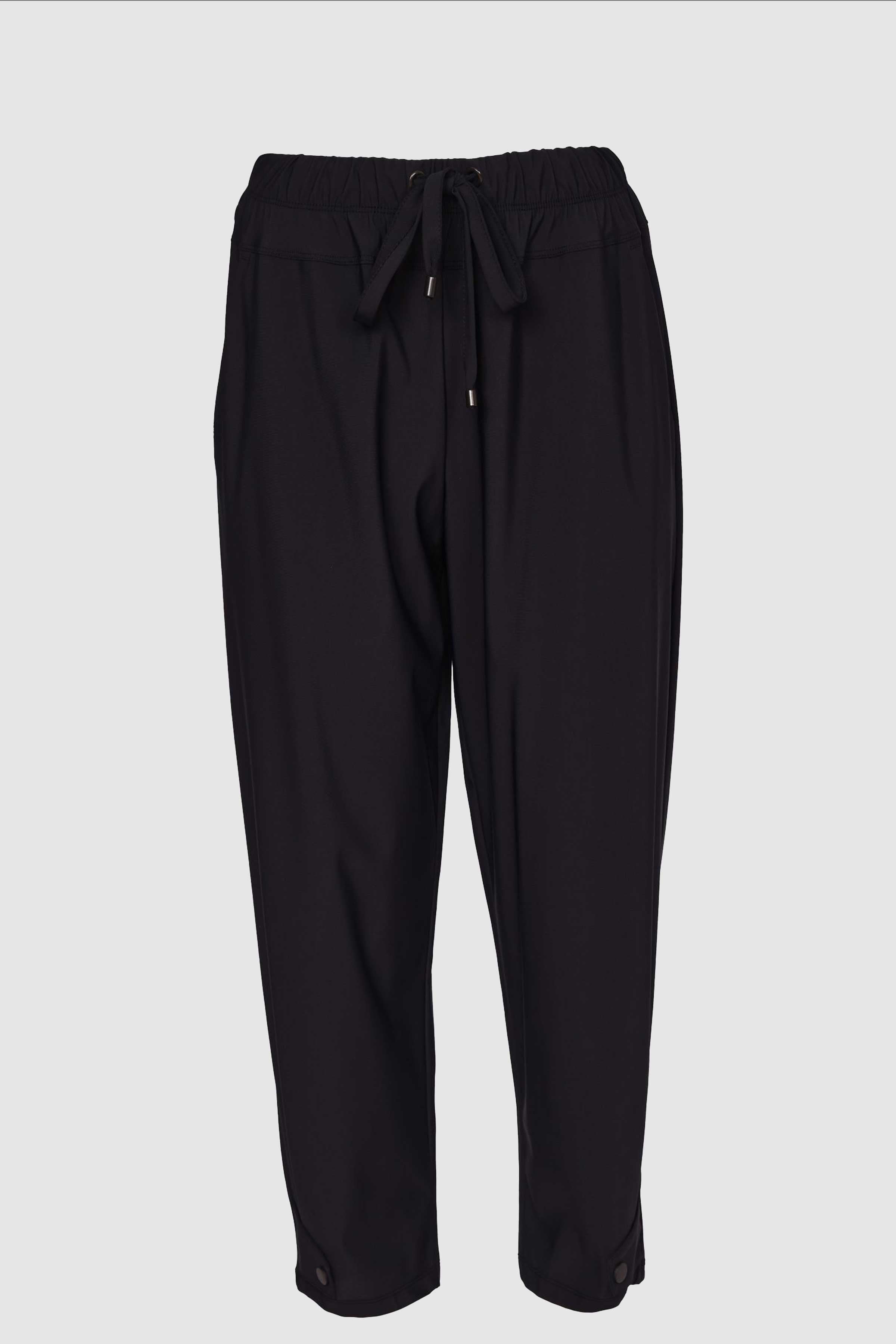 Drawstring Trouser With Tab At Hem in Black