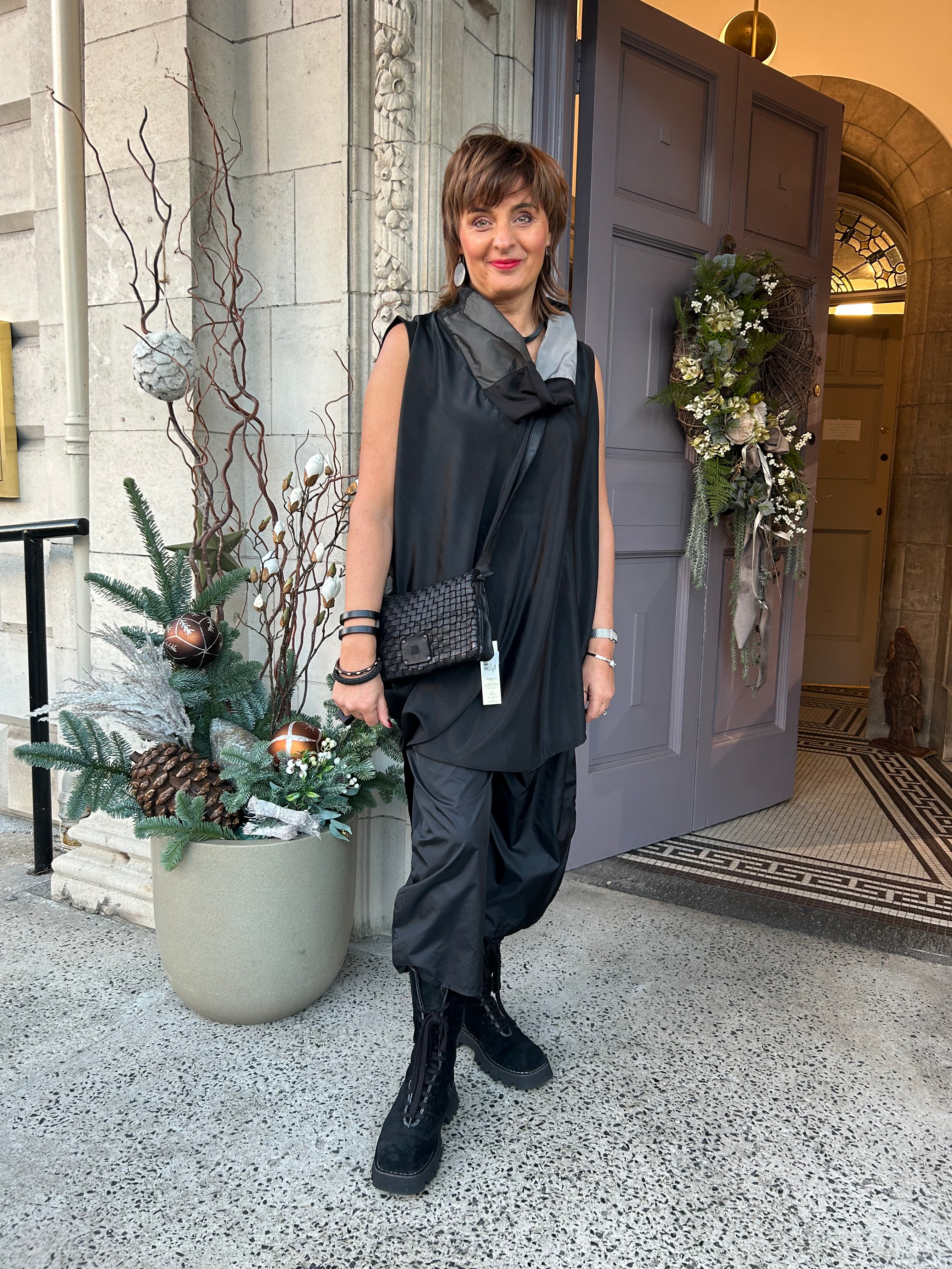 Sleeveless Cowl Neck Top in Black