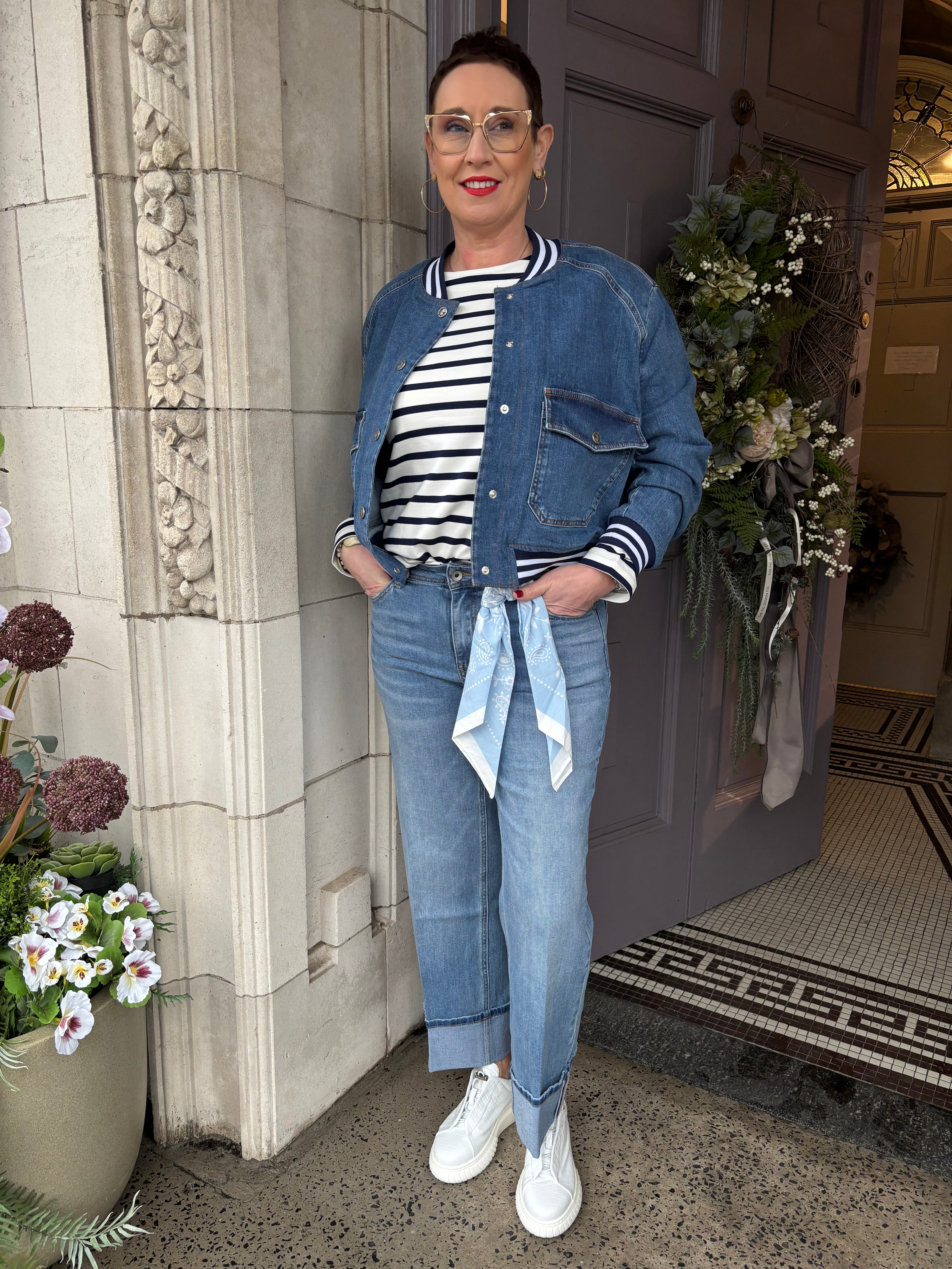 Kim High Hem and Scarf in Stone Used