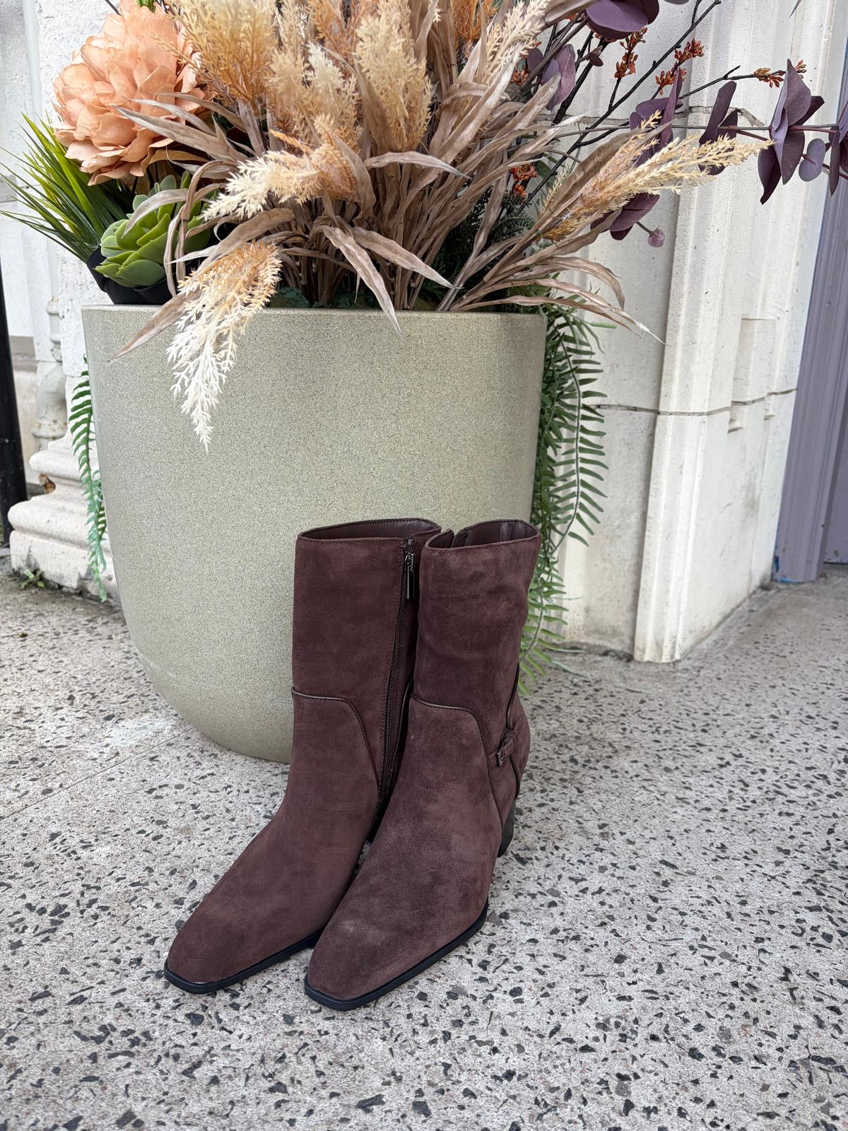 Suede Ankle Boots in Mogano Brown