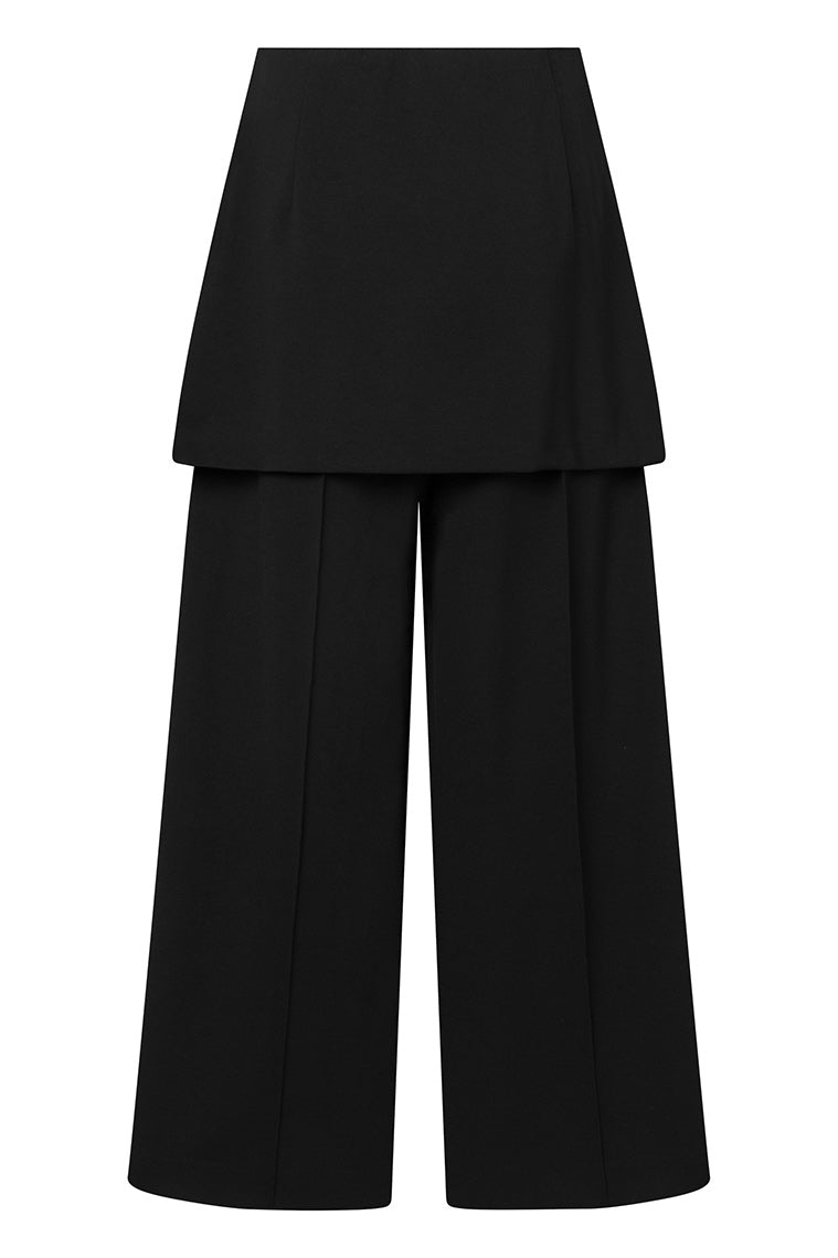 Mini Wide Leg Trousers in Black