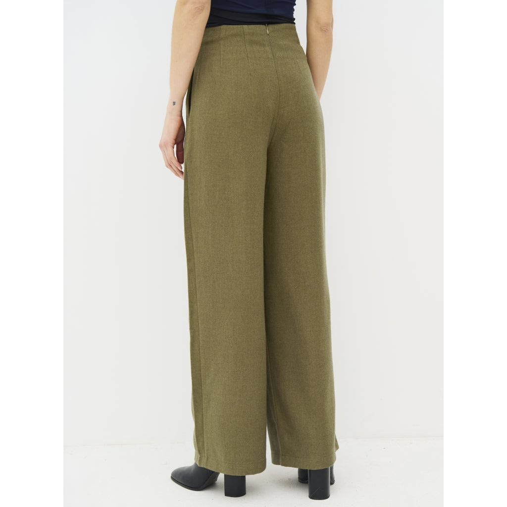 Edith High Waist Trousers in Moss