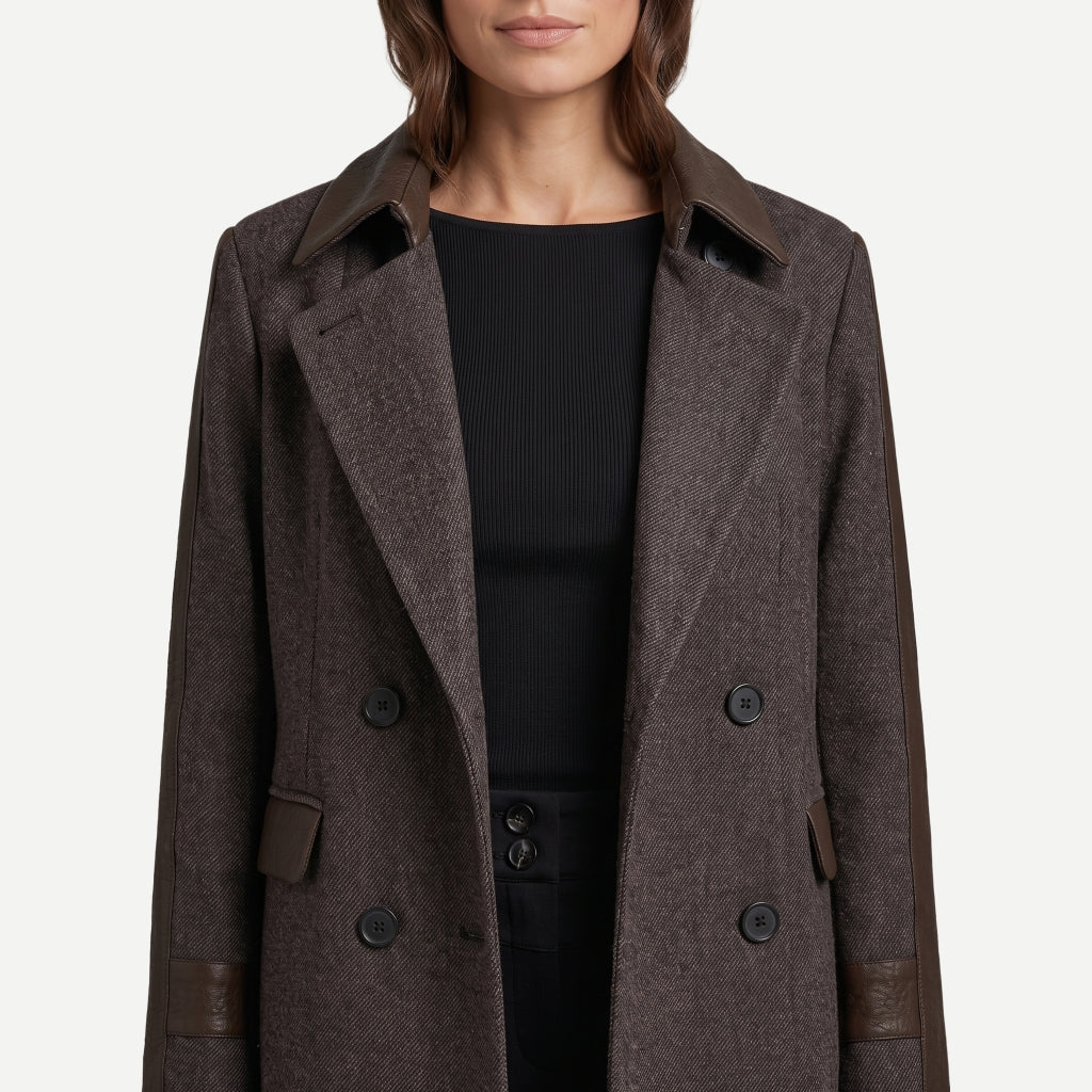 Enid Jacket Long in Brown