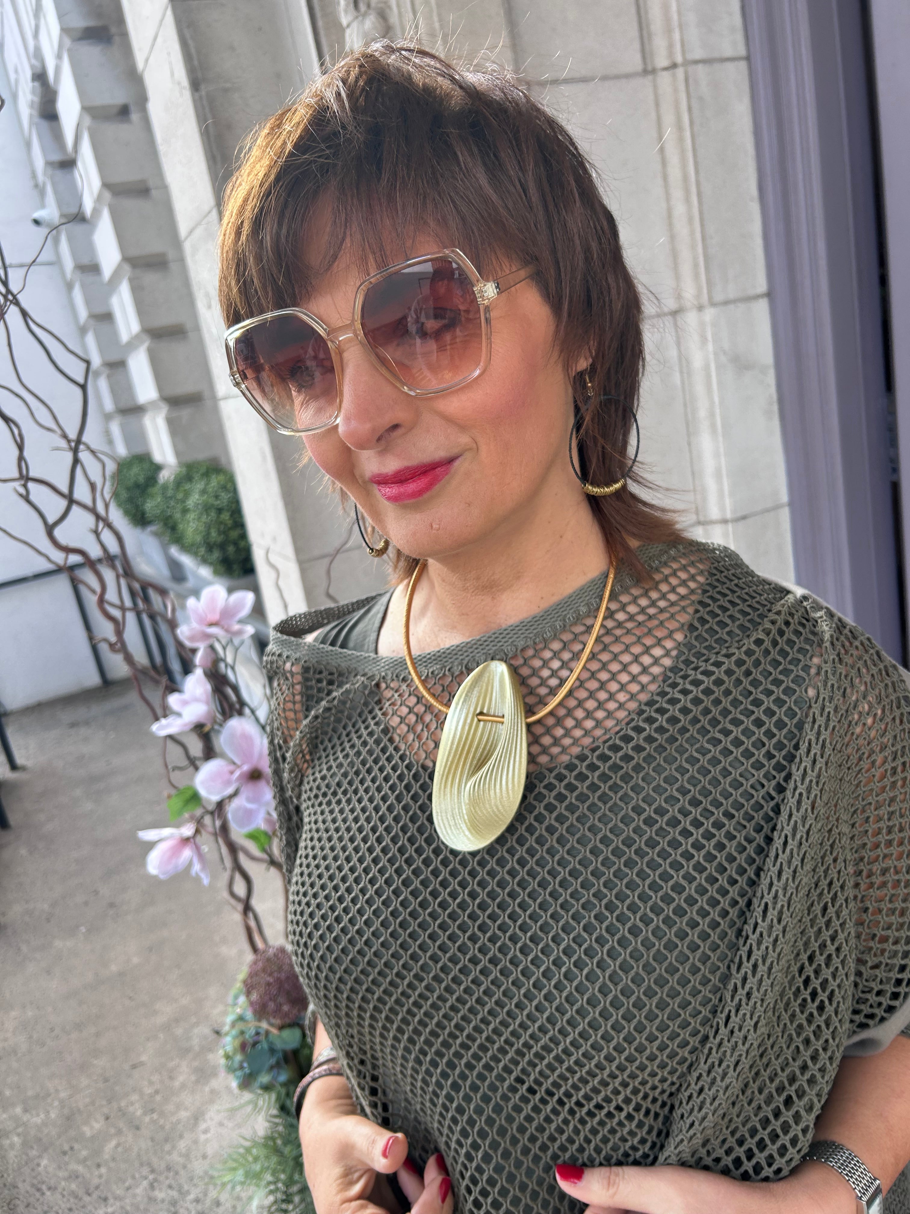 Mesh Top with Under Layer in Khaki