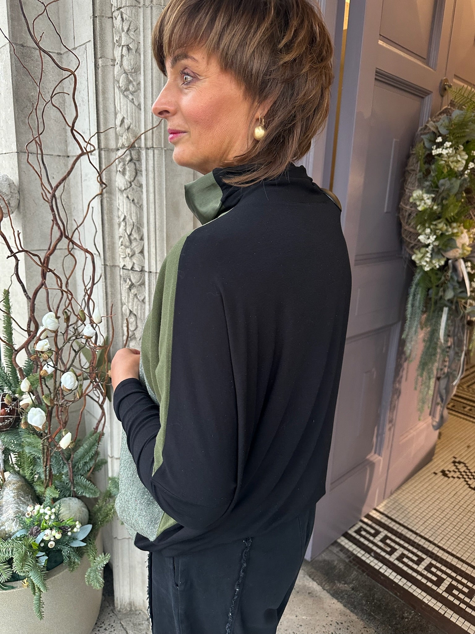 Contrast Top in Green