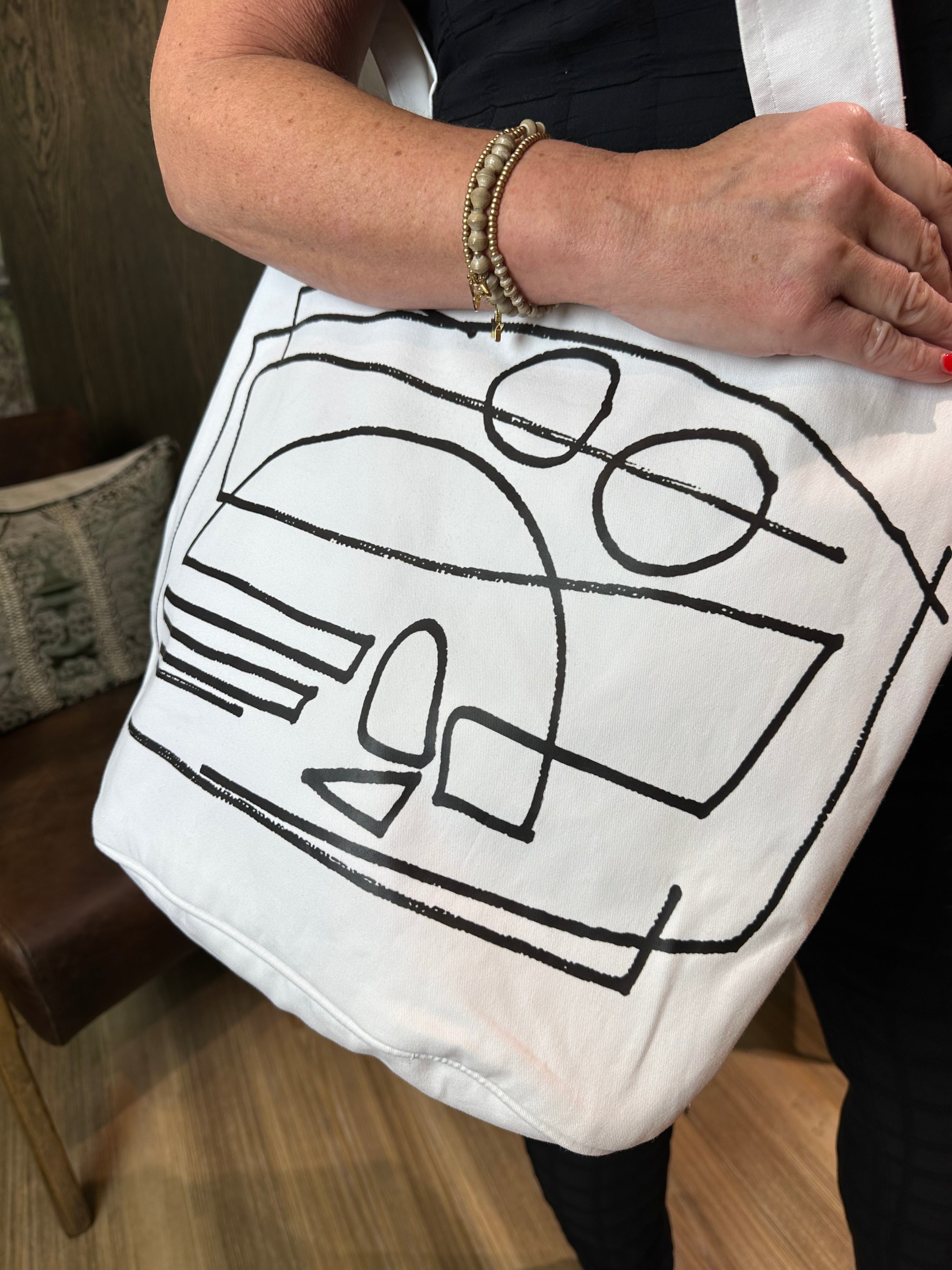 Scribble Print Shoulder Bag in White/Bag