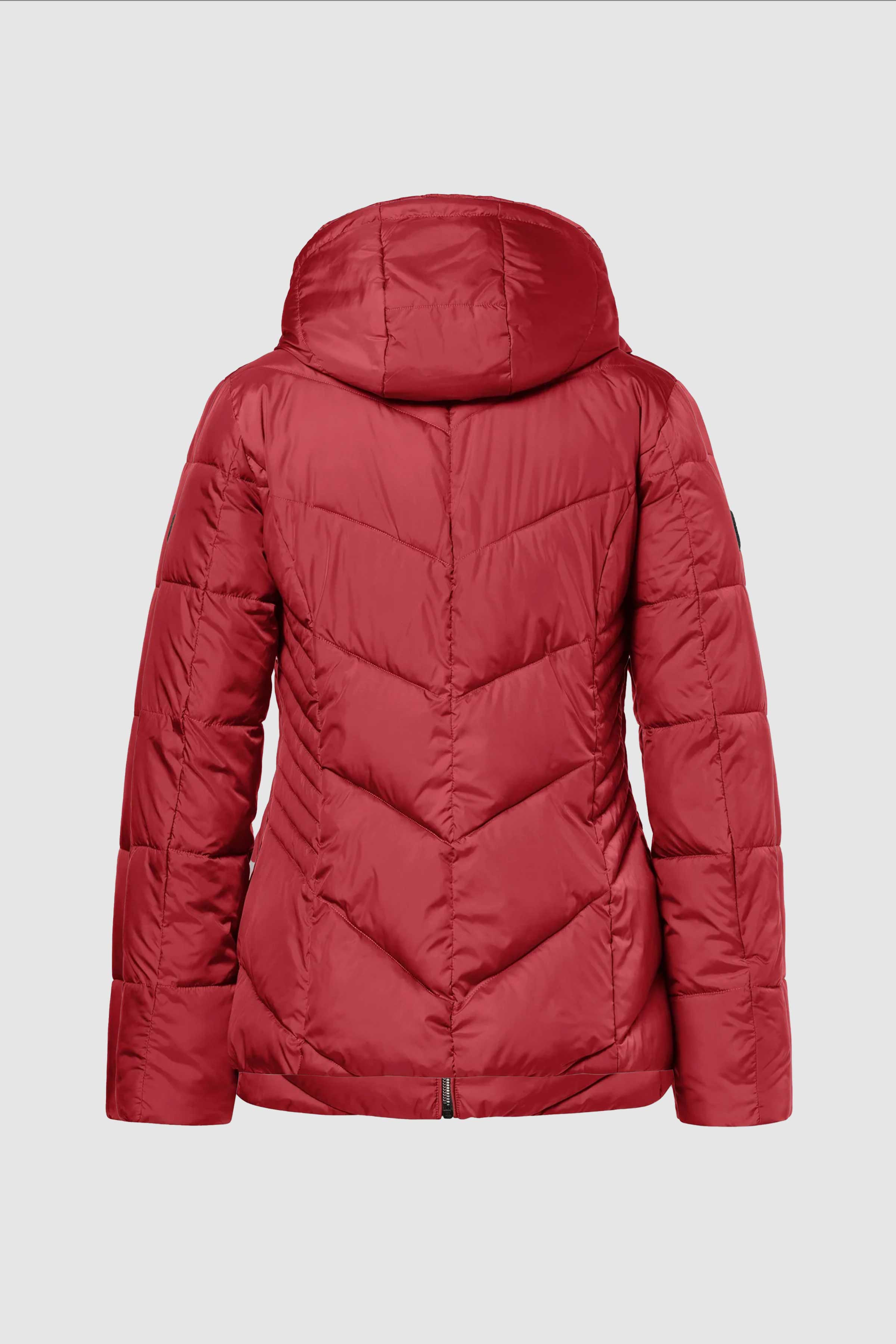 Flat White Padded Coat in Red Pepper